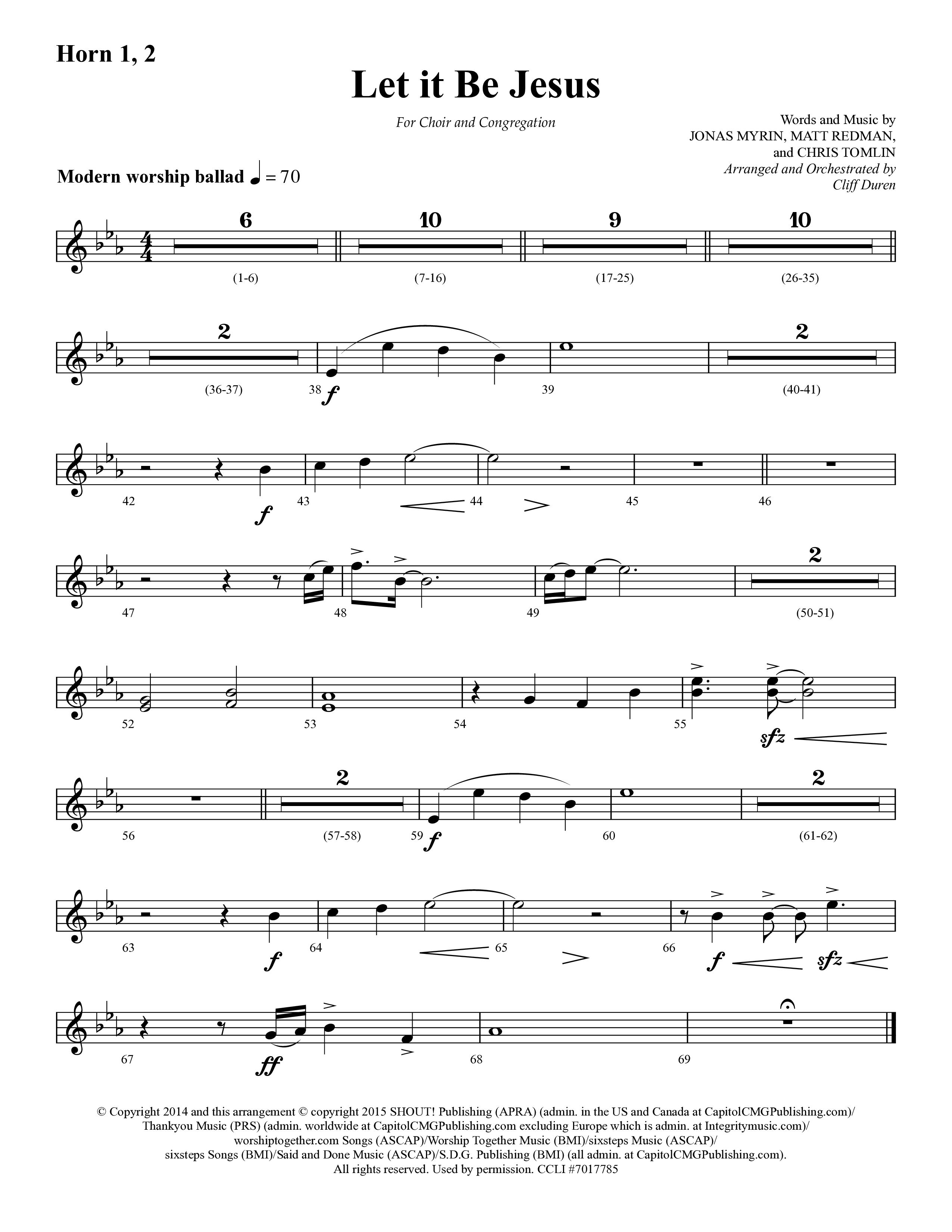 Let It Be Jesus (Choral Anthem SATB) French Horn 1/2 (Lifeway Choral / Arr. Cliff Duren)