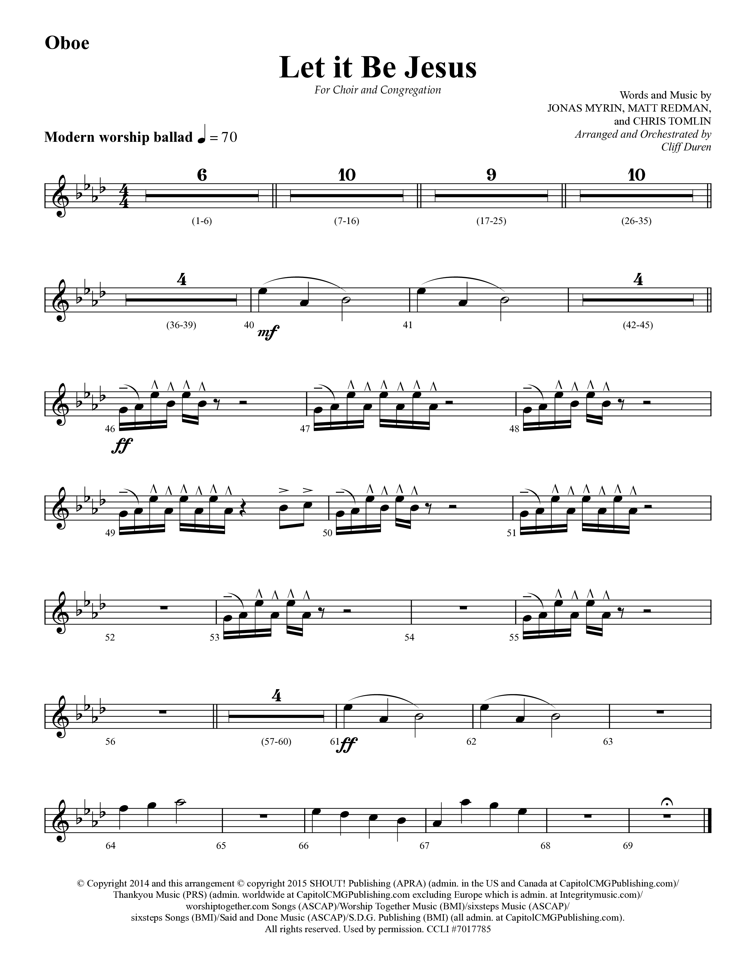 Let It Be Jesus (Choral Anthem SATB) Oboe (Lifeway Choral / Arr. Cliff Duren)