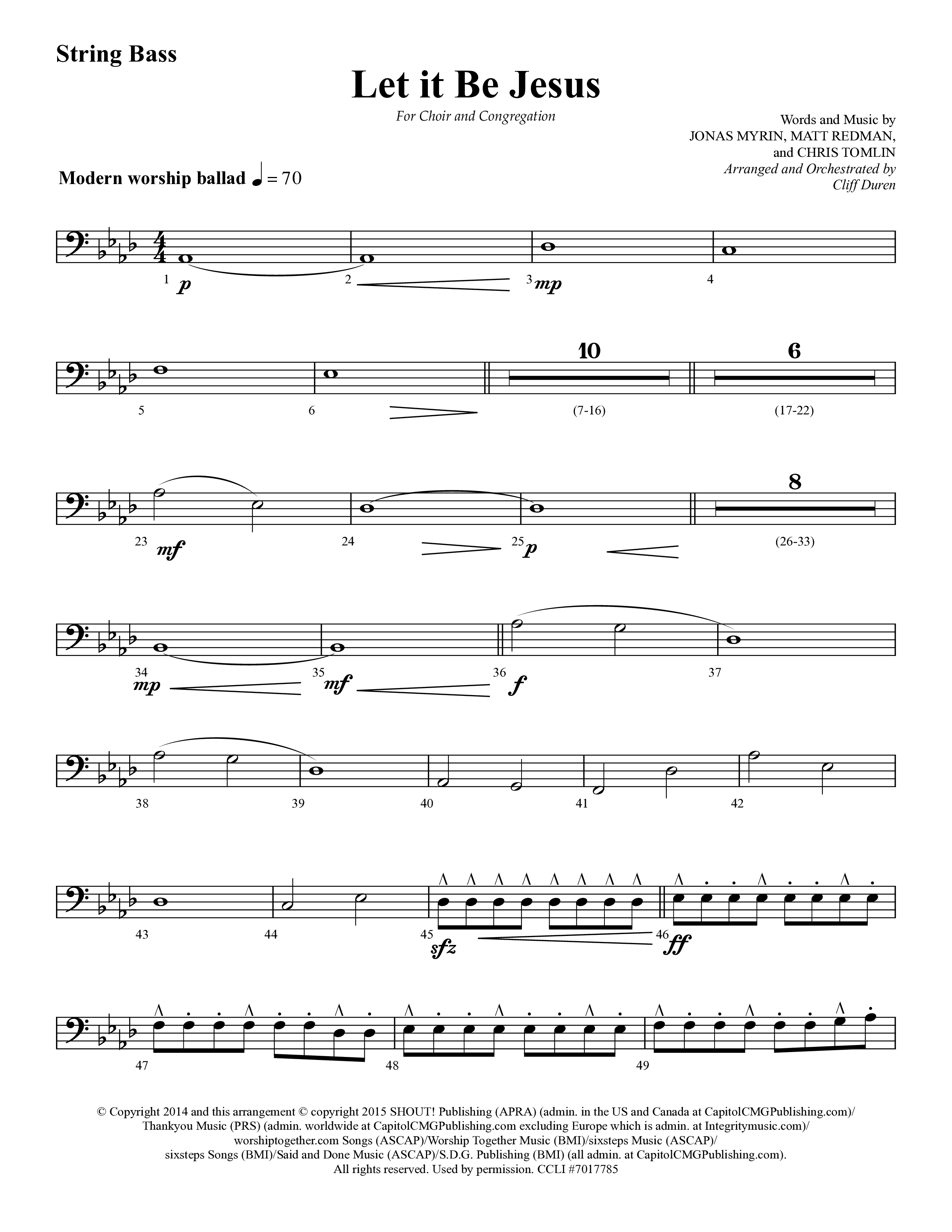 Let It Be Jesus (Choral Anthem SATB) String Bass (Lifeway Choral / Arr. Cliff Duren)
