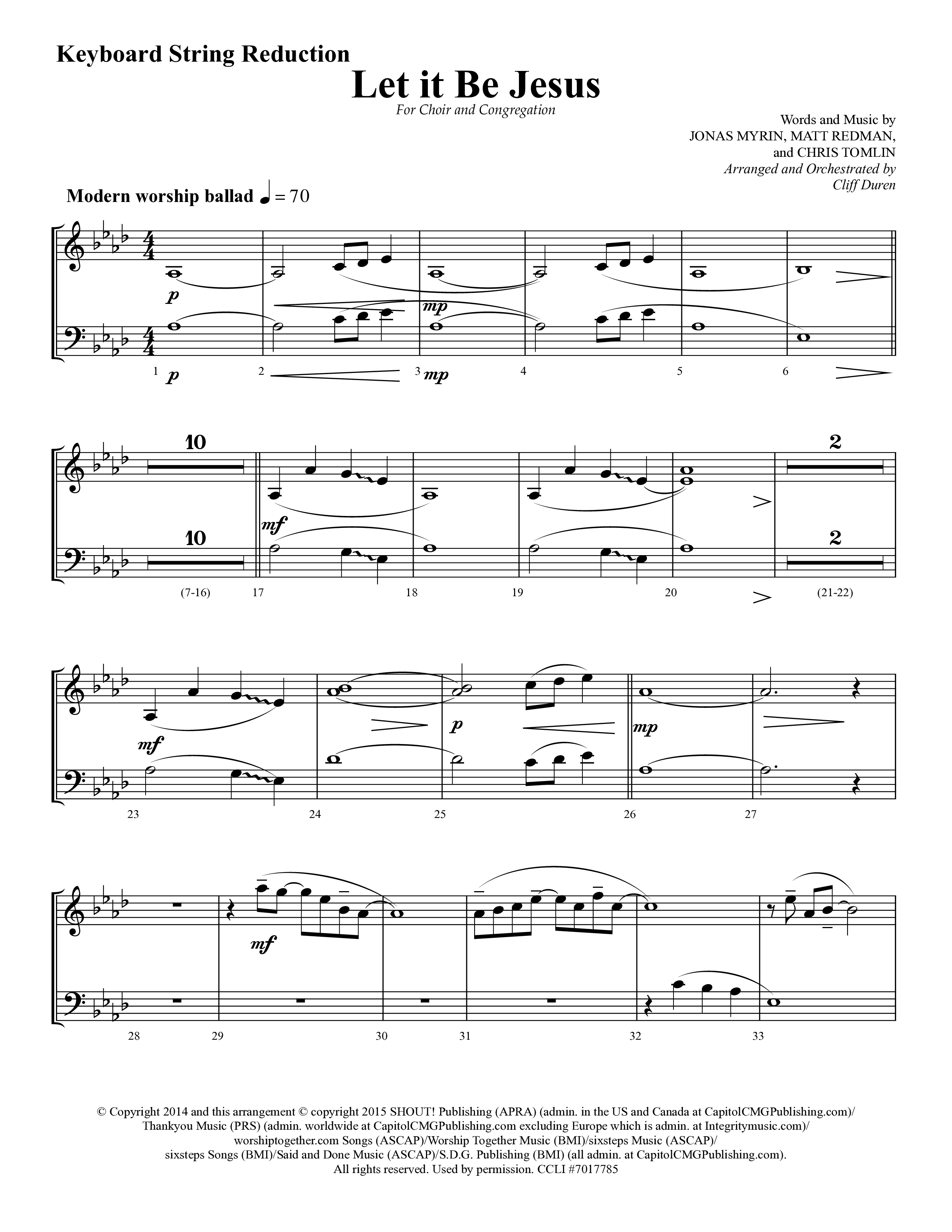 Let It Be Jesus (Choral Anthem SATB) String Reduction (Lifeway Choral / Arr. Cliff Duren)