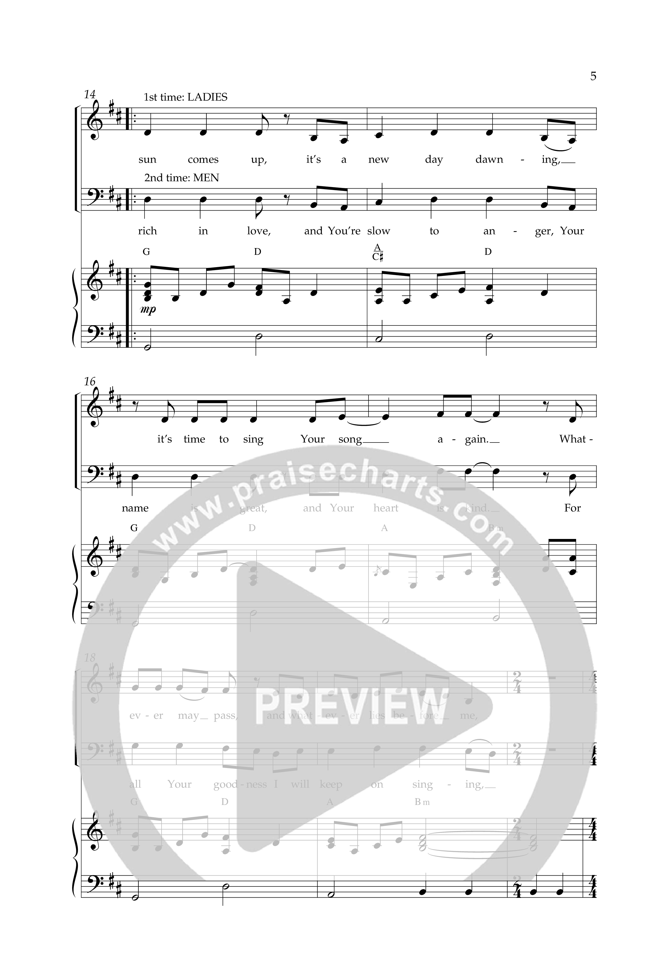 10,000 Reasons (Bless The Lord) (Choral Anthem SATB) Anthem (SATB/Piano) (Lifeway Choral / Arr. Dave Williamson)