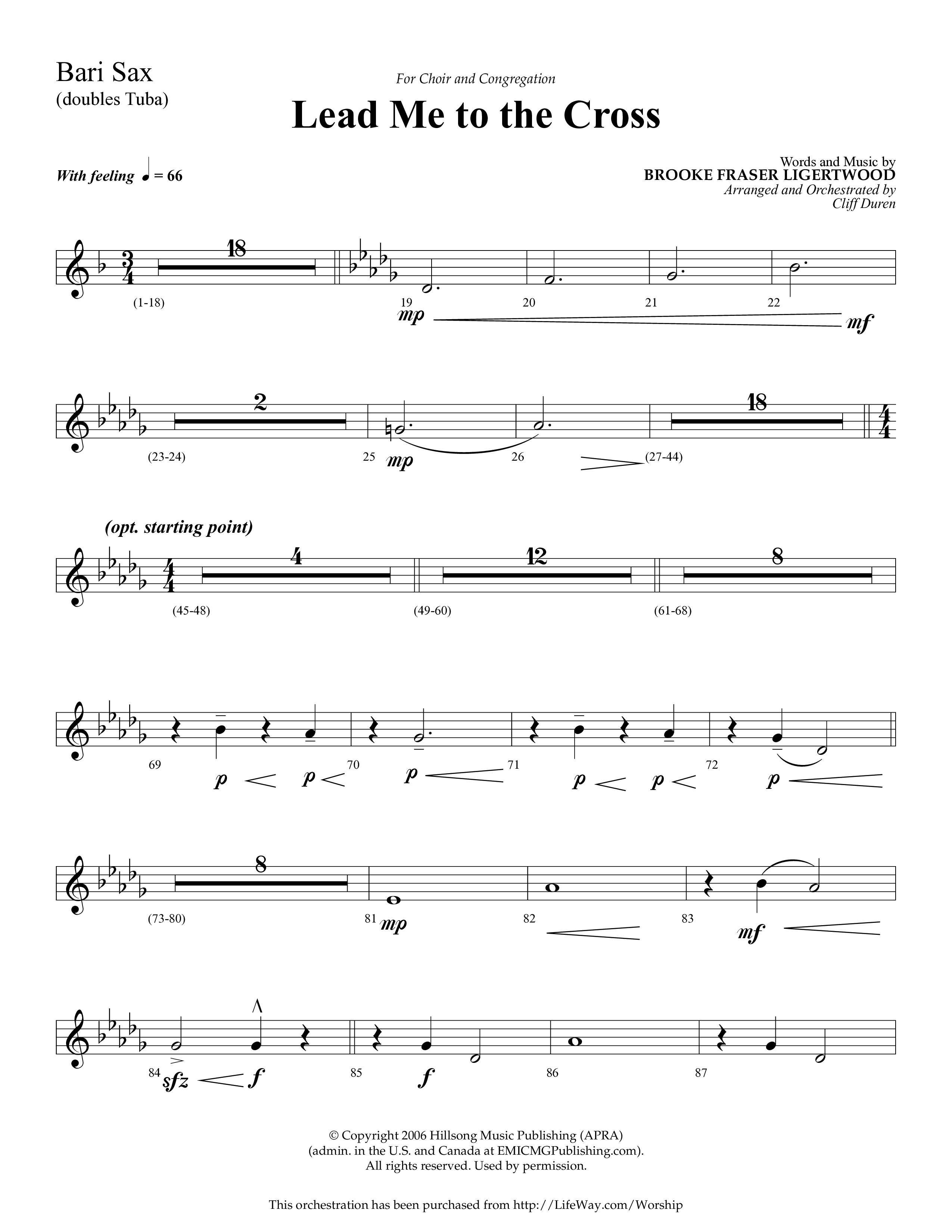 Lead Me To The Cross (Choral Anthem SATB) Bari Sax (Lifeway Choral / Arr. Cliff Duren)