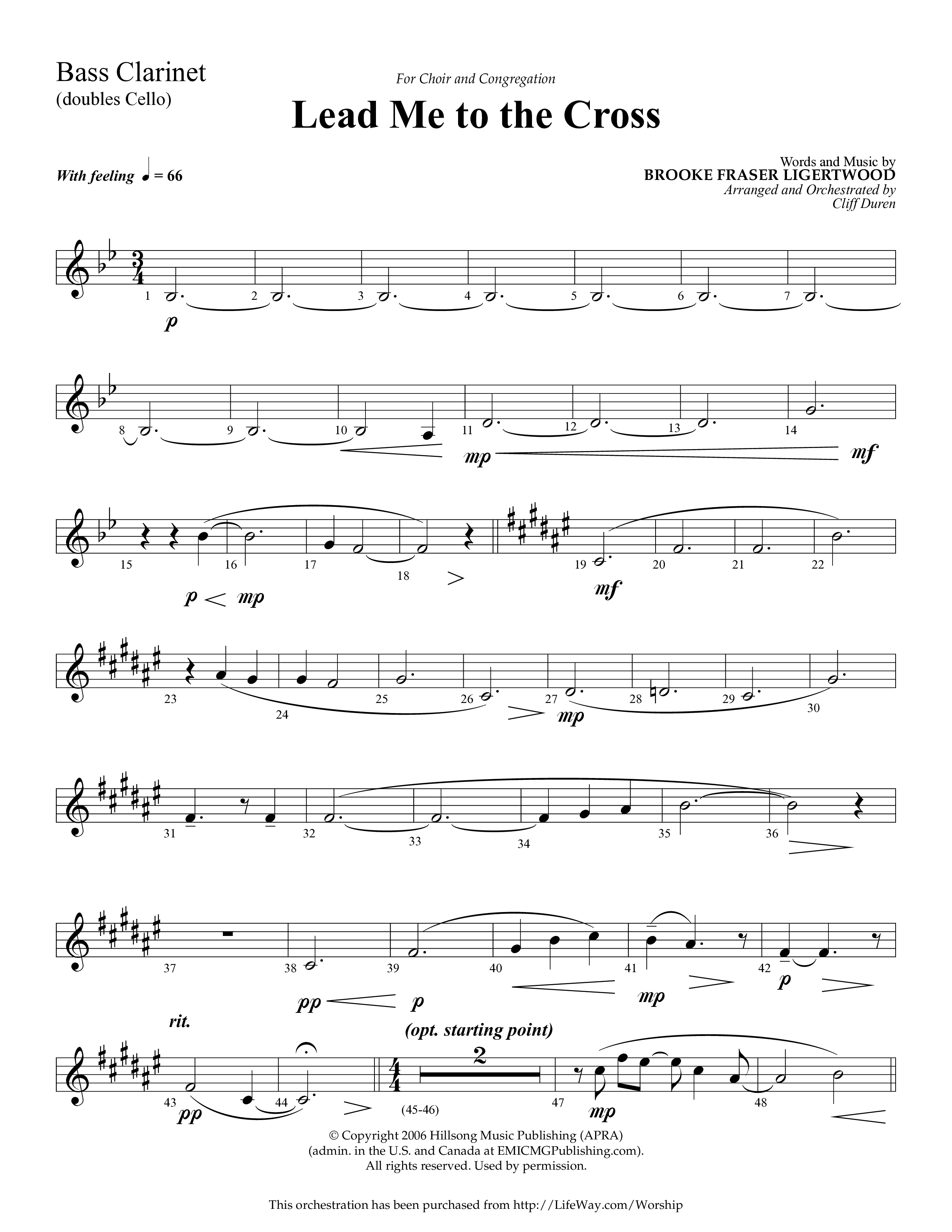 Lead Me To The Cross (Choral Anthem SATB) Bass Clarinet (Lifeway Choral / Arr. Cliff Duren)