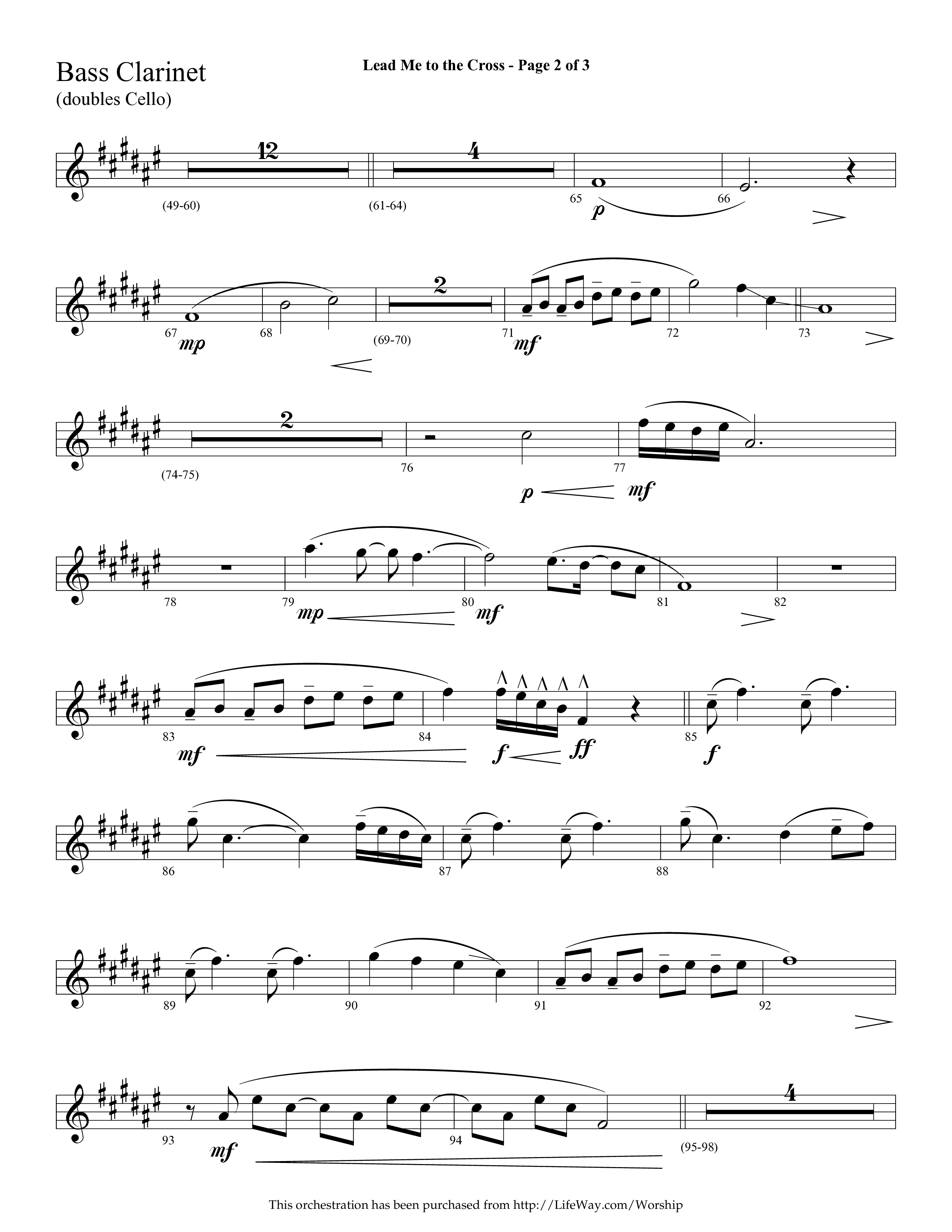 Lead Me To The Cross (Choral Anthem SATB) Bass Clarinet (Lifeway Choral / Arr. Cliff Duren)
