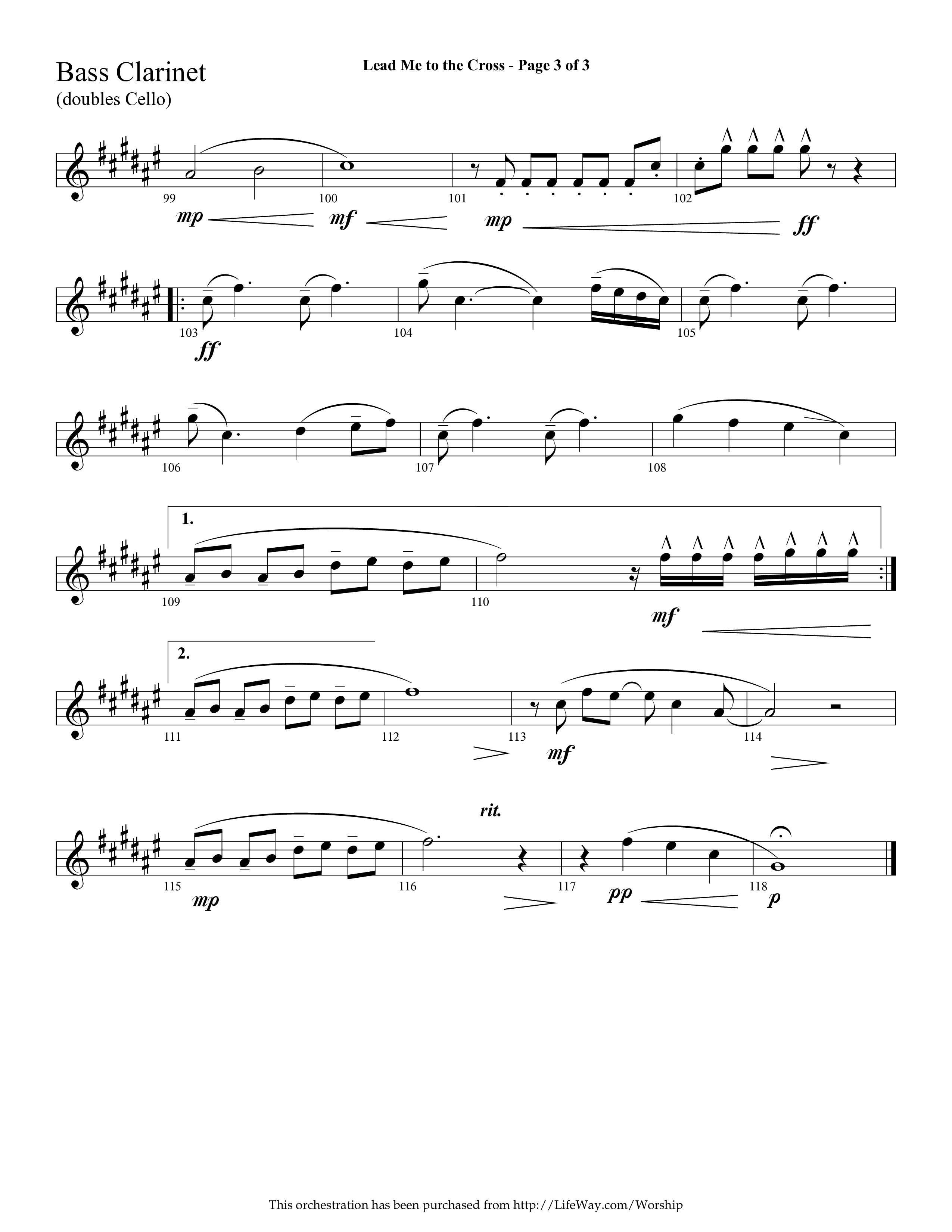 Lead Me To The Cross (Choral Anthem SATB) Bass Clarinet (Lifeway Choral / Arr. Cliff Duren)