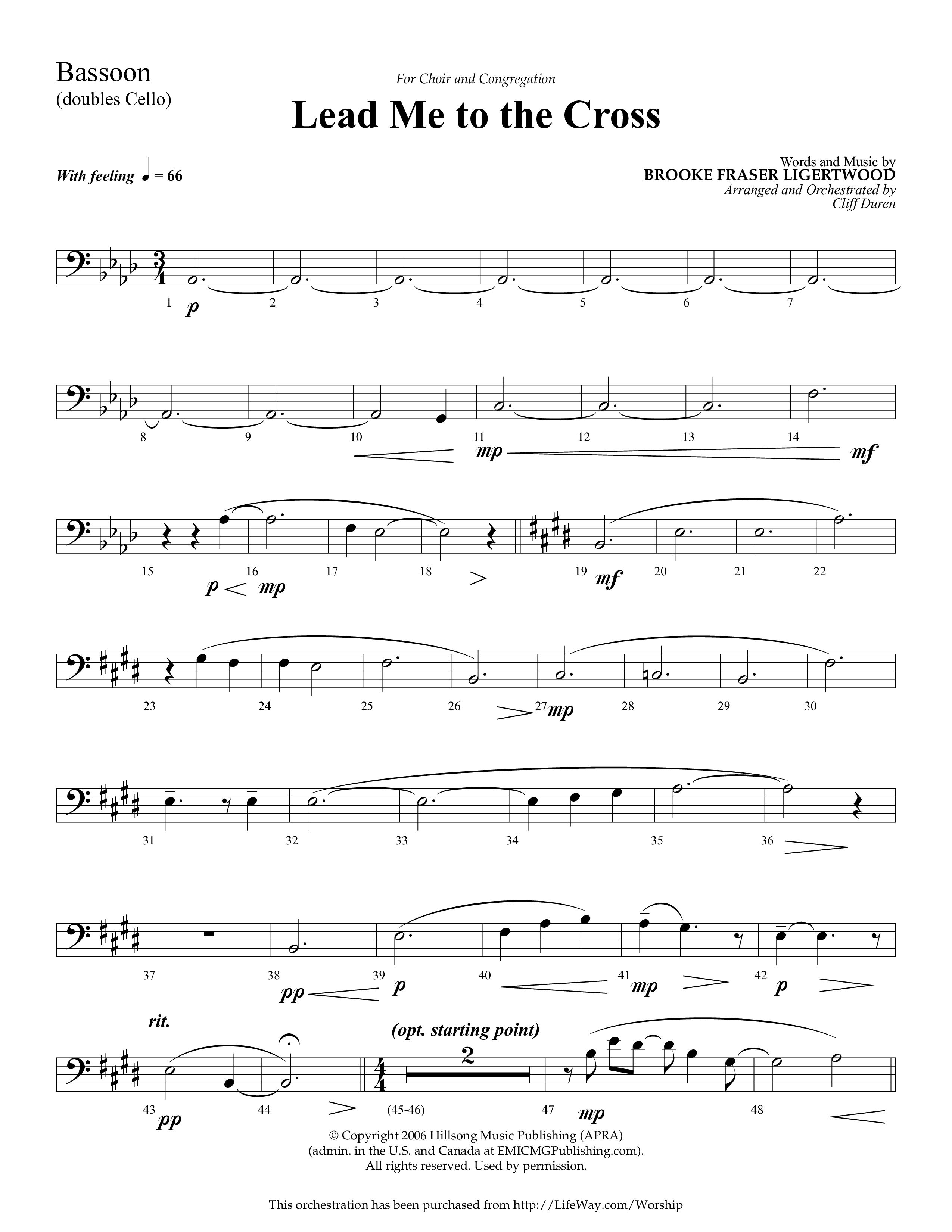 Lead Me To The Cross (Choral Anthem SATB) Bassoon (Lifeway Choral / Arr. Cliff Duren)