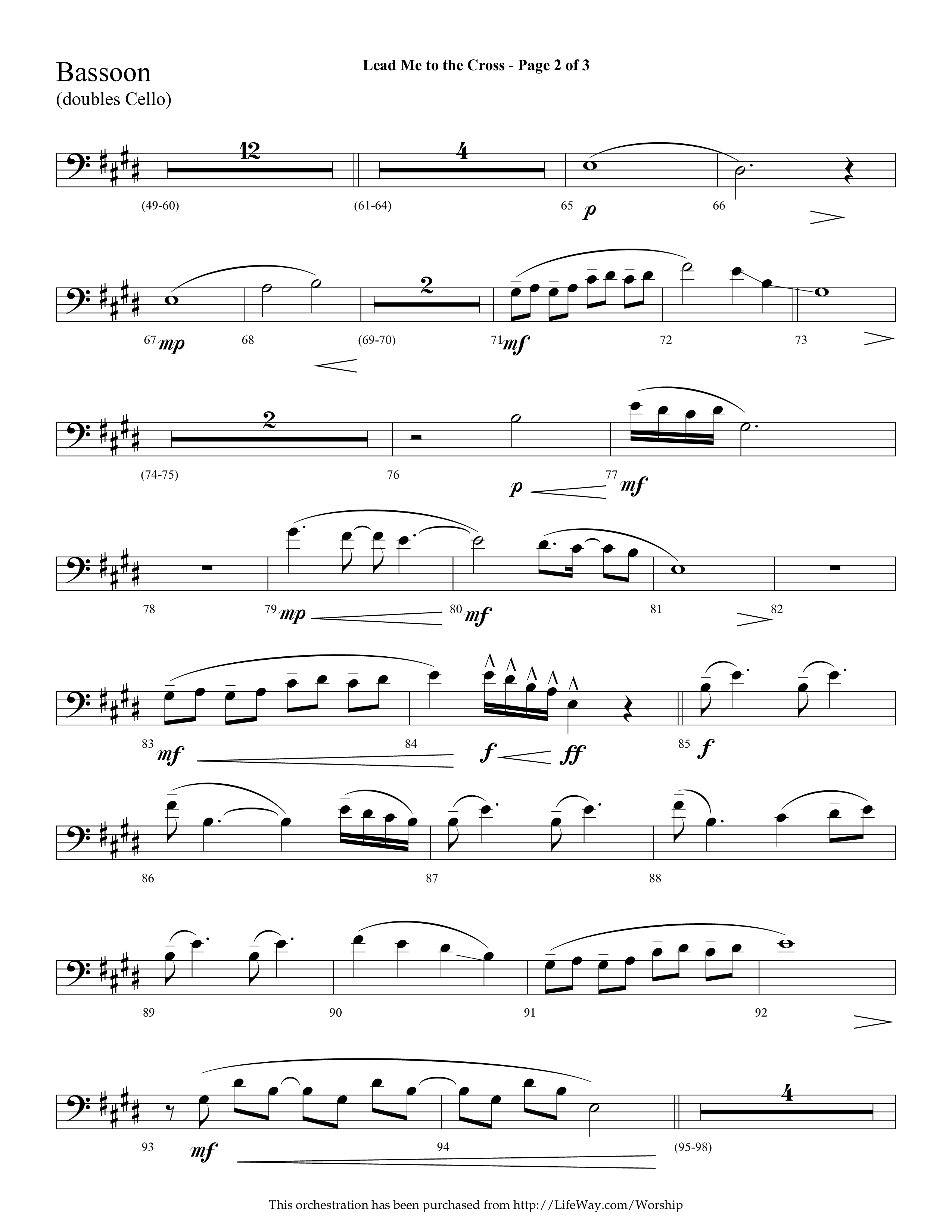 Lead Me To The Cross (Choral Anthem SATB) Bassoon (Lifeway Choral / Arr. Cliff Duren)