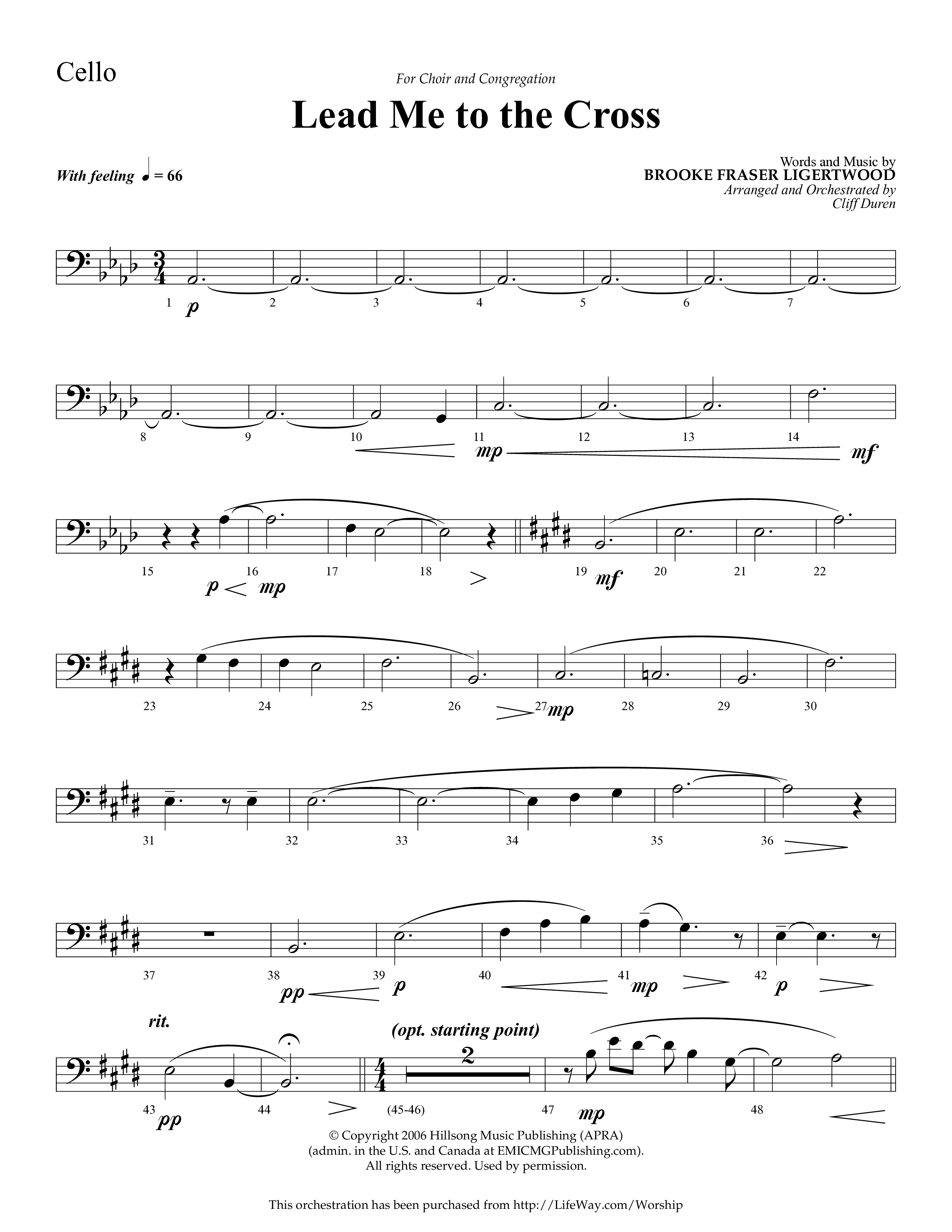 Lead Me To The Cross (Choral Anthem SATB) Cello (Lifeway Choral / Arr. Cliff Duren)