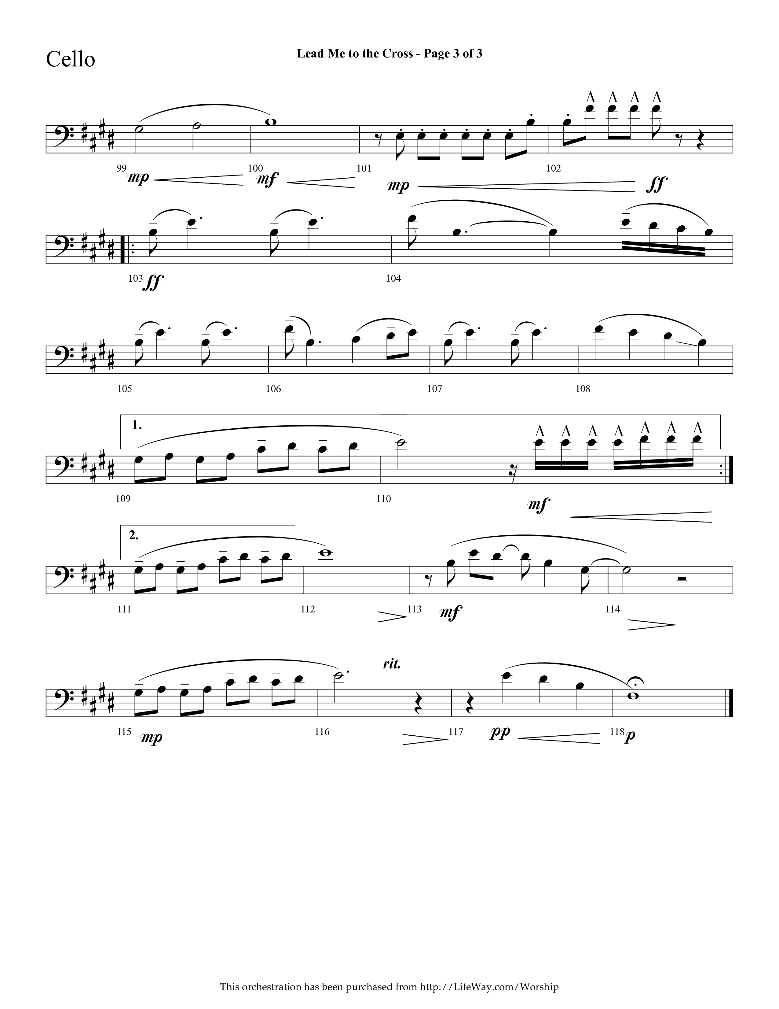 Lead Me To The Cross (Choral Anthem SATB) Cello (Lifeway Choral / Arr. Cliff Duren)