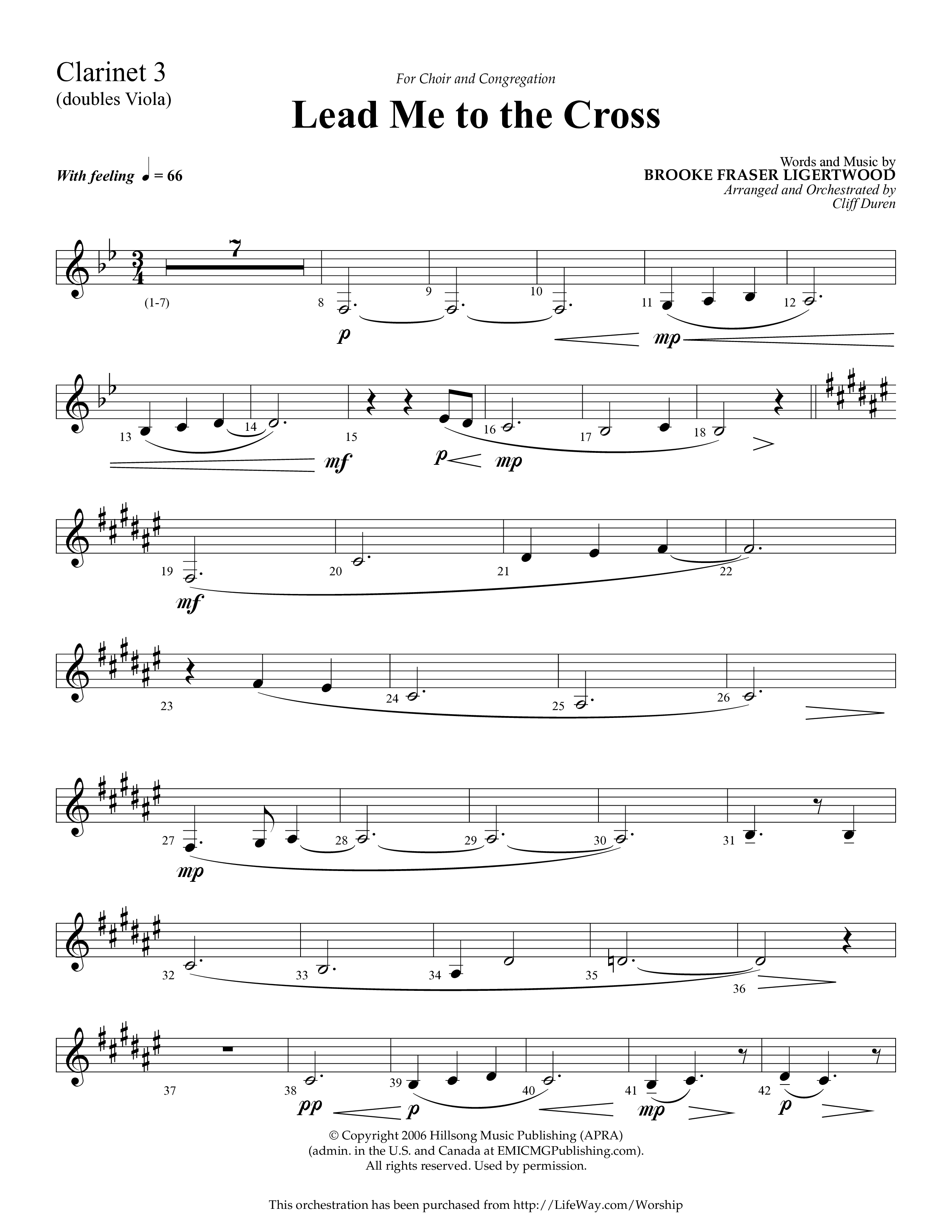 Lead Me To The Cross (Choral Anthem SATB) Clarinet 3 (Lifeway Choral / Arr. Cliff Duren)