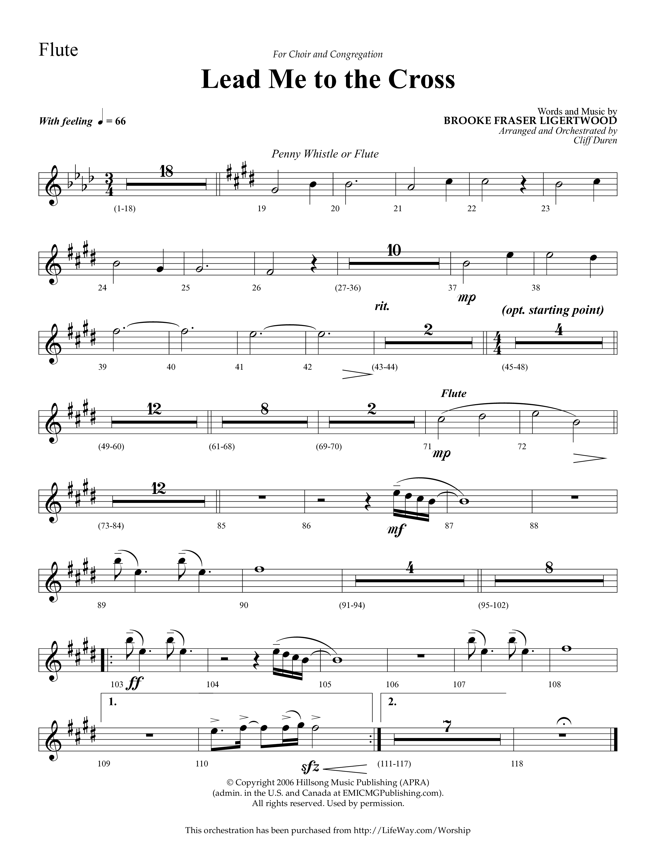 Lead Me To The Cross (Choral Anthem SATB) Flute (Lifeway Choral / Arr. Cliff Duren)