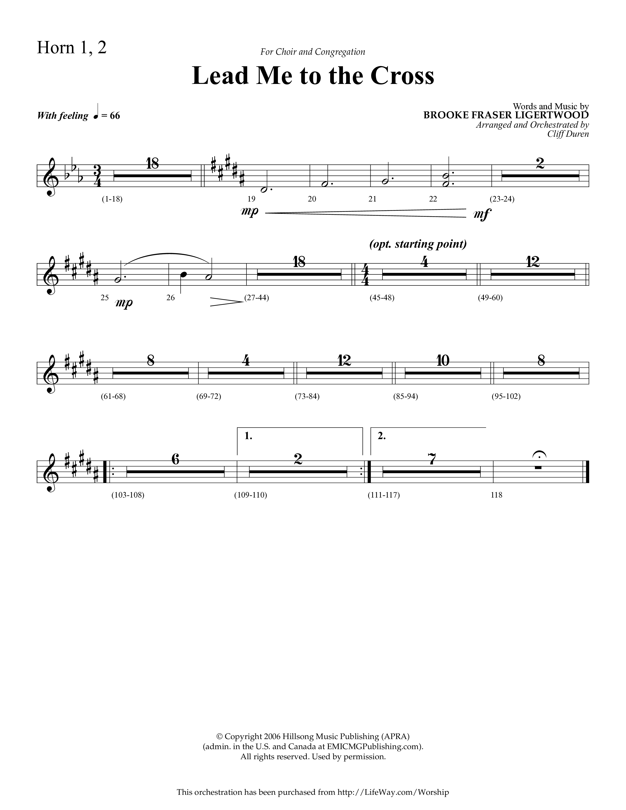 Lead Me To The Cross (Choral Anthem SATB) French Horn 1/2 (Lifeway Choral / Arr. Cliff Duren)