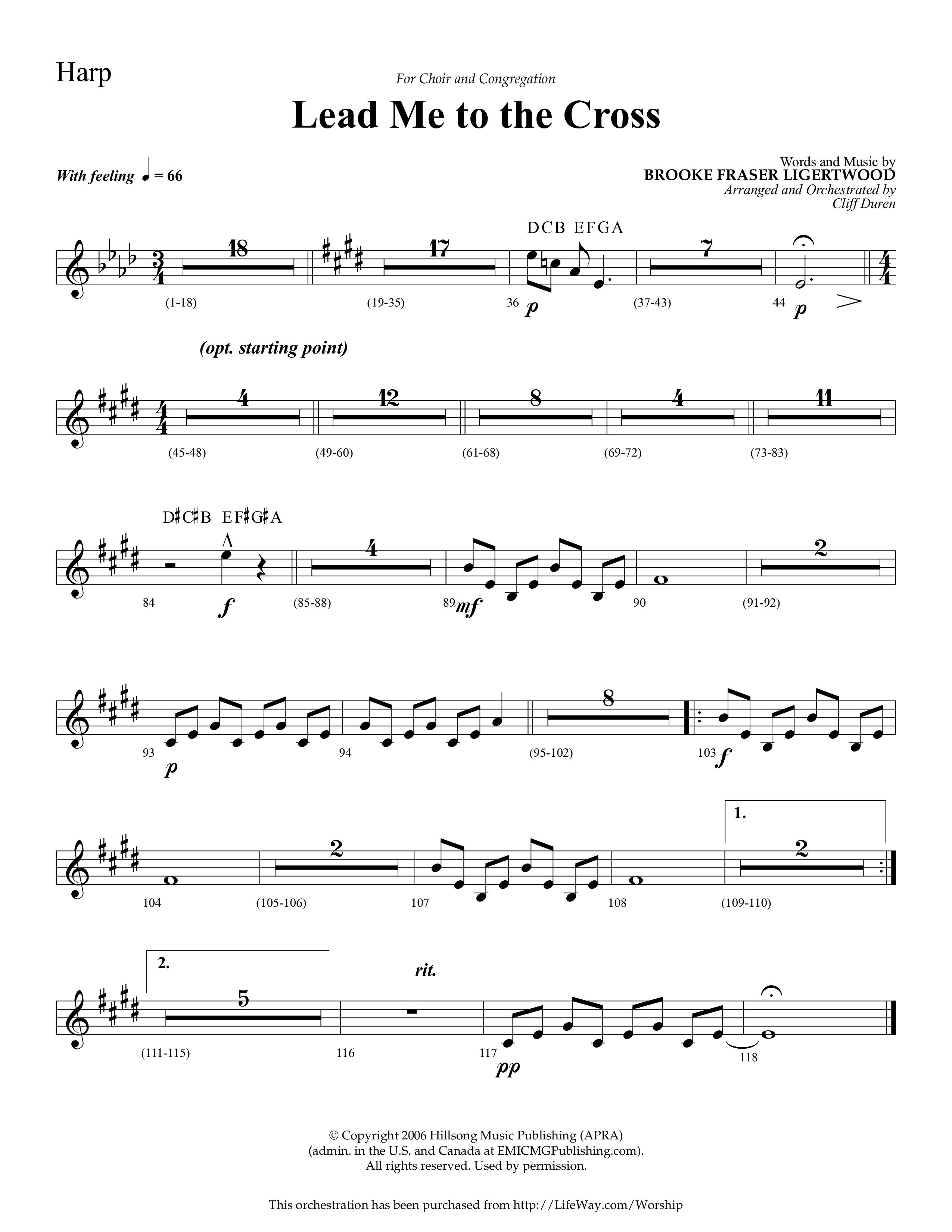 Lead Me To The Cross (Choral Anthem SATB) Harp (Lifeway Choral / Arr. Cliff Duren)