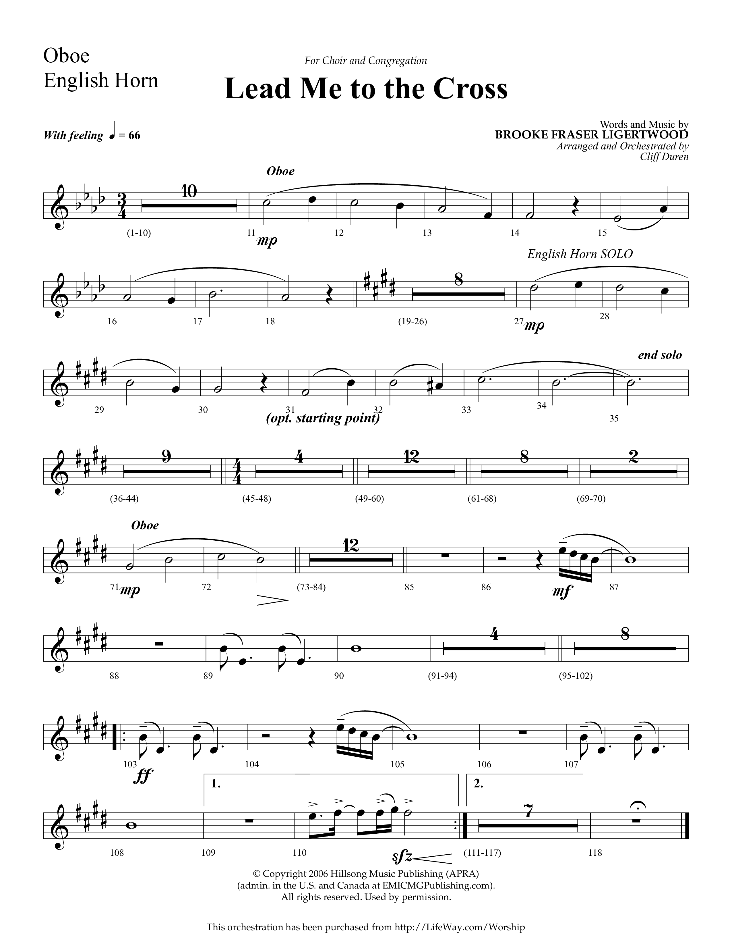 Lead Me To The Cross (Choral Anthem SATB) Oboe (Lifeway Choral / Arr. Cliff Duren)