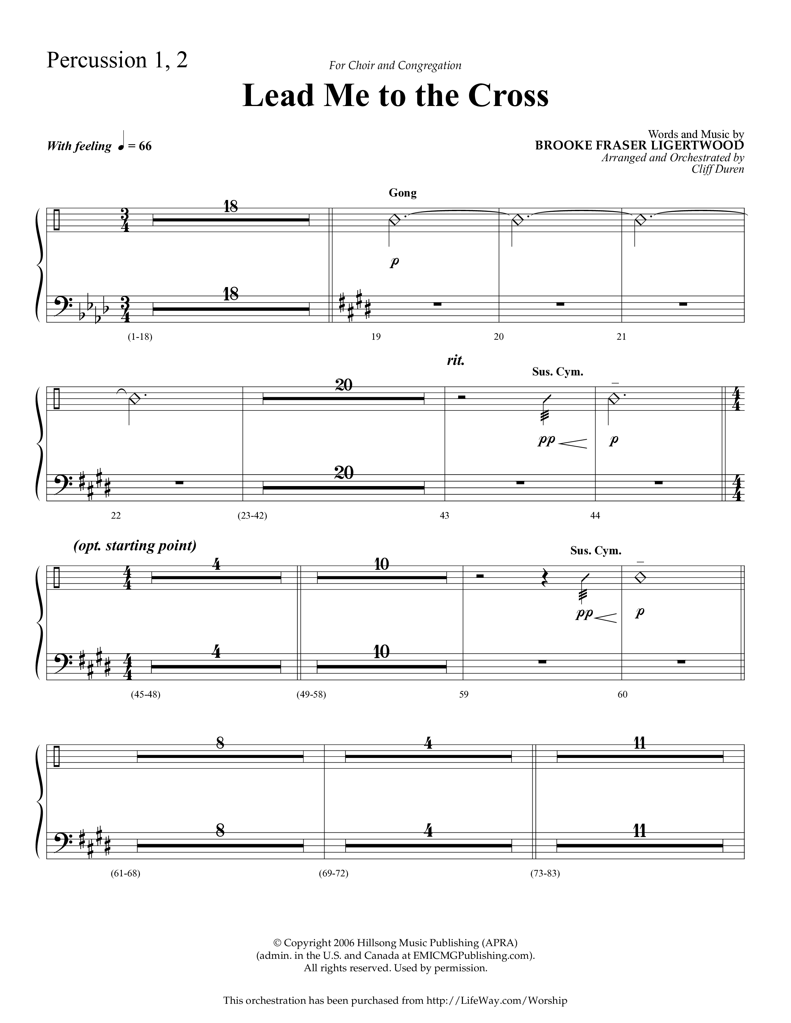 Lead Me To The Cross (Choral Anthem SATB) Percussion 1/2 (Lifeway Choral / Arr. Cliff Duren)