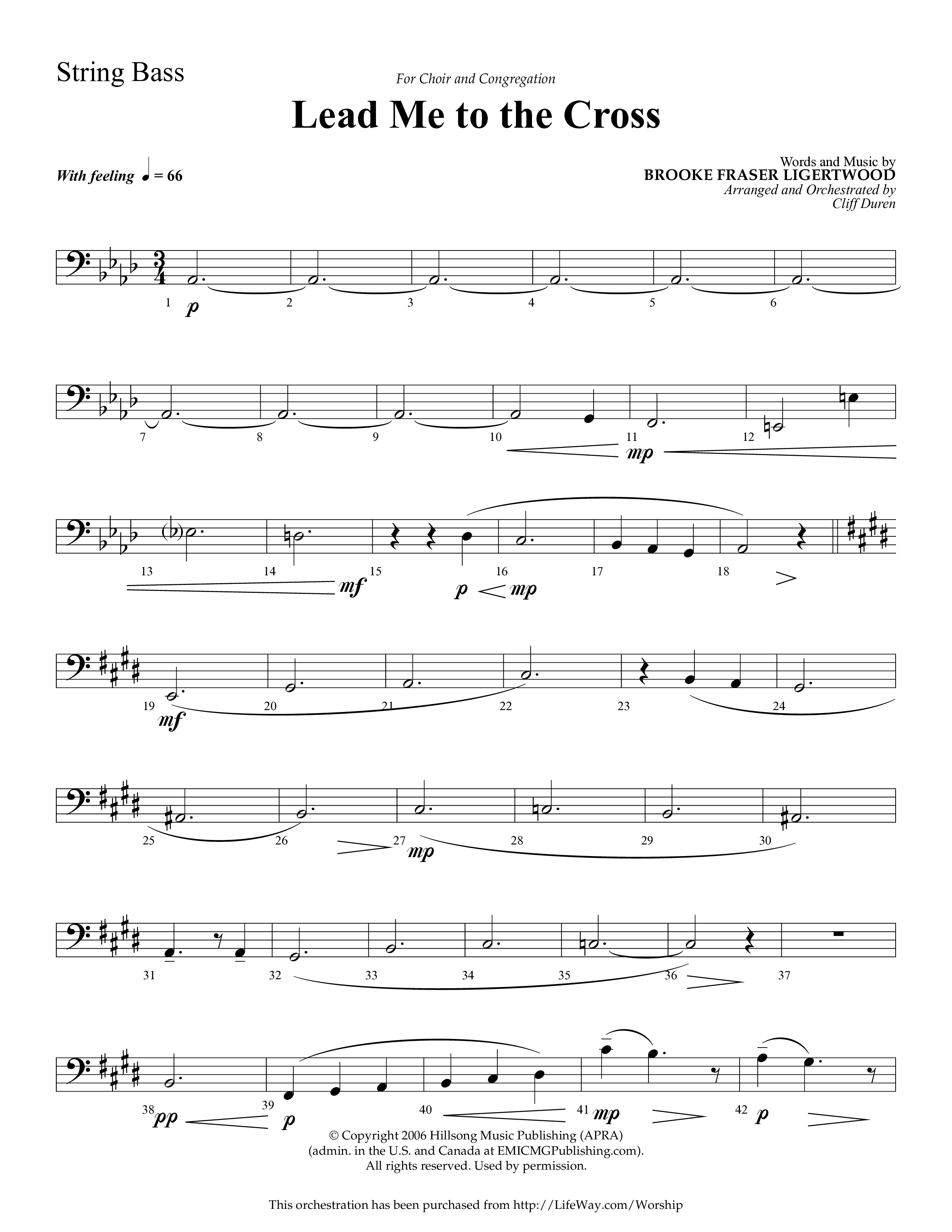 Lead Me To The Cross (Choral Anthem SATB) String Bass (Lifeway Choral / Arr. Cliff Duren)