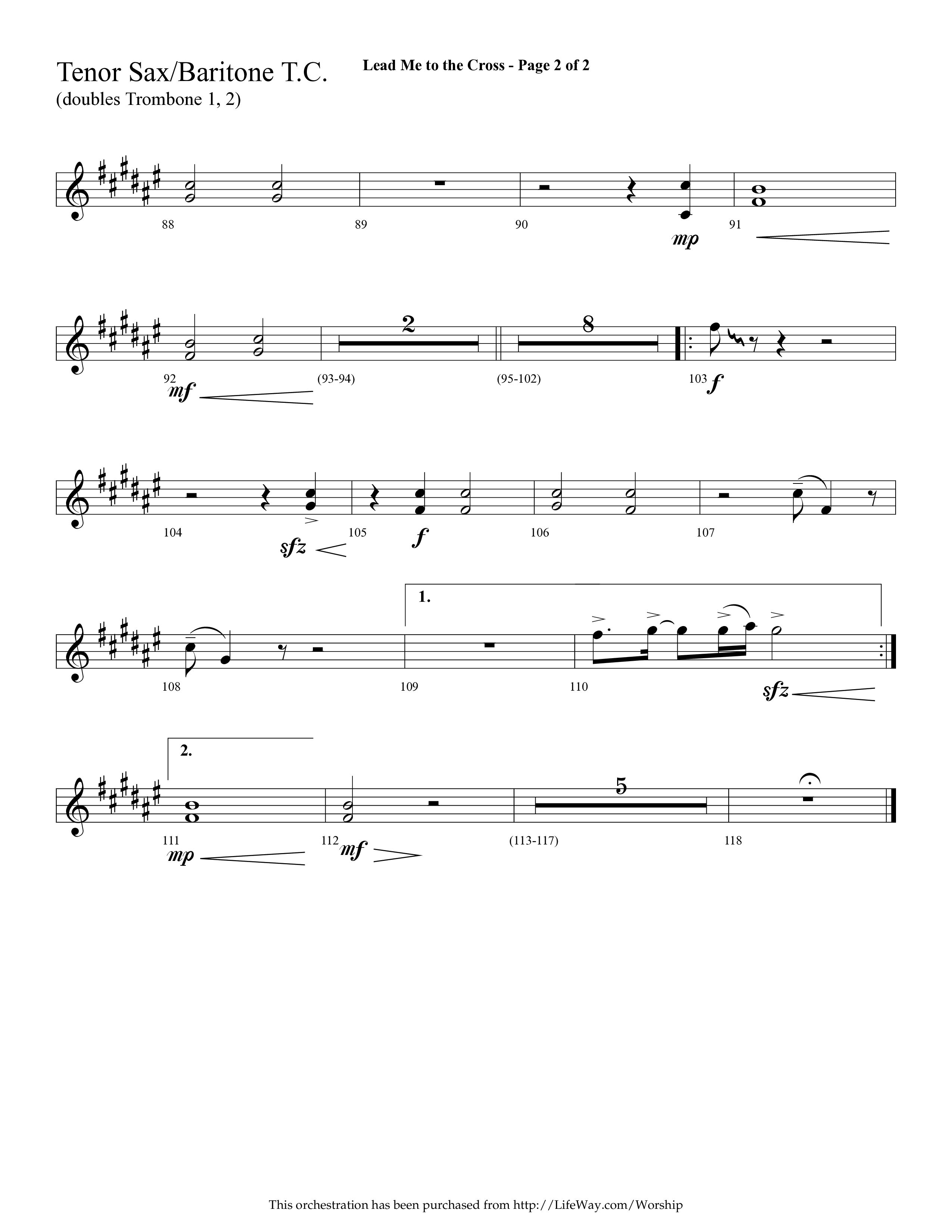 Lead Me To The Cross (Choral Anthem SATB) Tenor Sax/Baritone T.C. (Lifeway Choral / Arr. Cliff Duren)