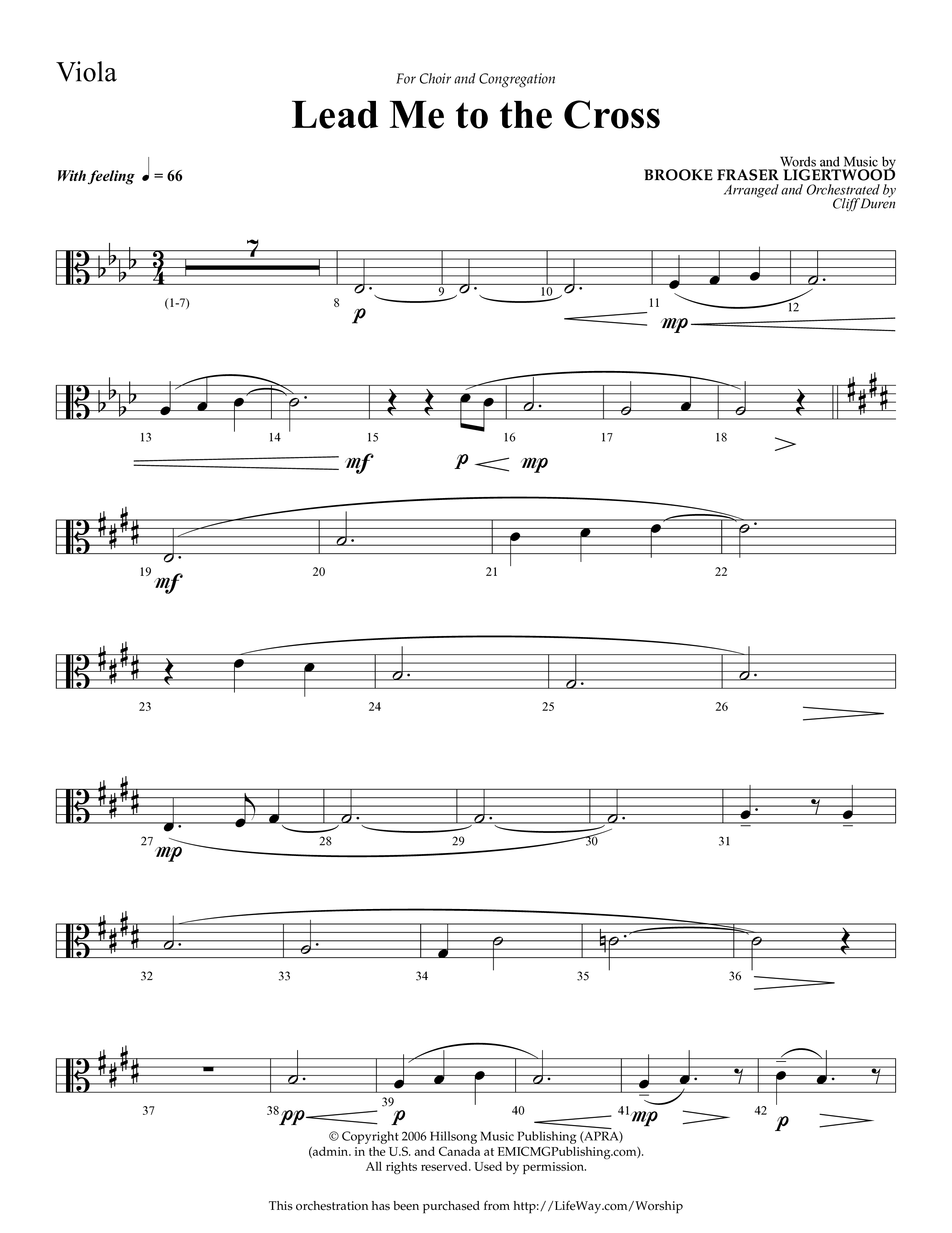 Lead Me To The Cross (Choral Anthem SATB) Viola (Lifeway Choral / Arr. Cliff Duren)