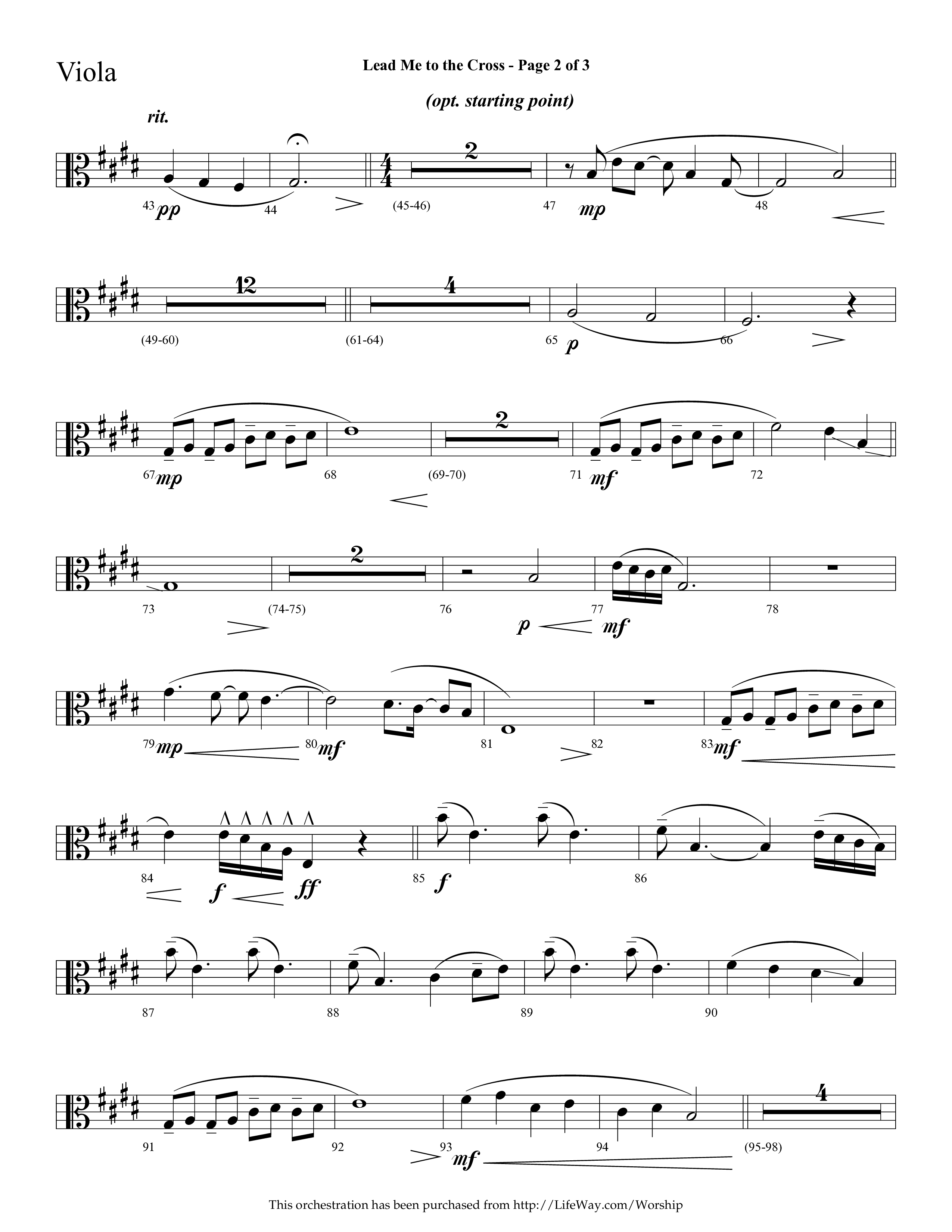 Lead Me To The Cross (Choral Anthem SATB) Viola (Lifeway Choral / Arr. Cliff Duren)
