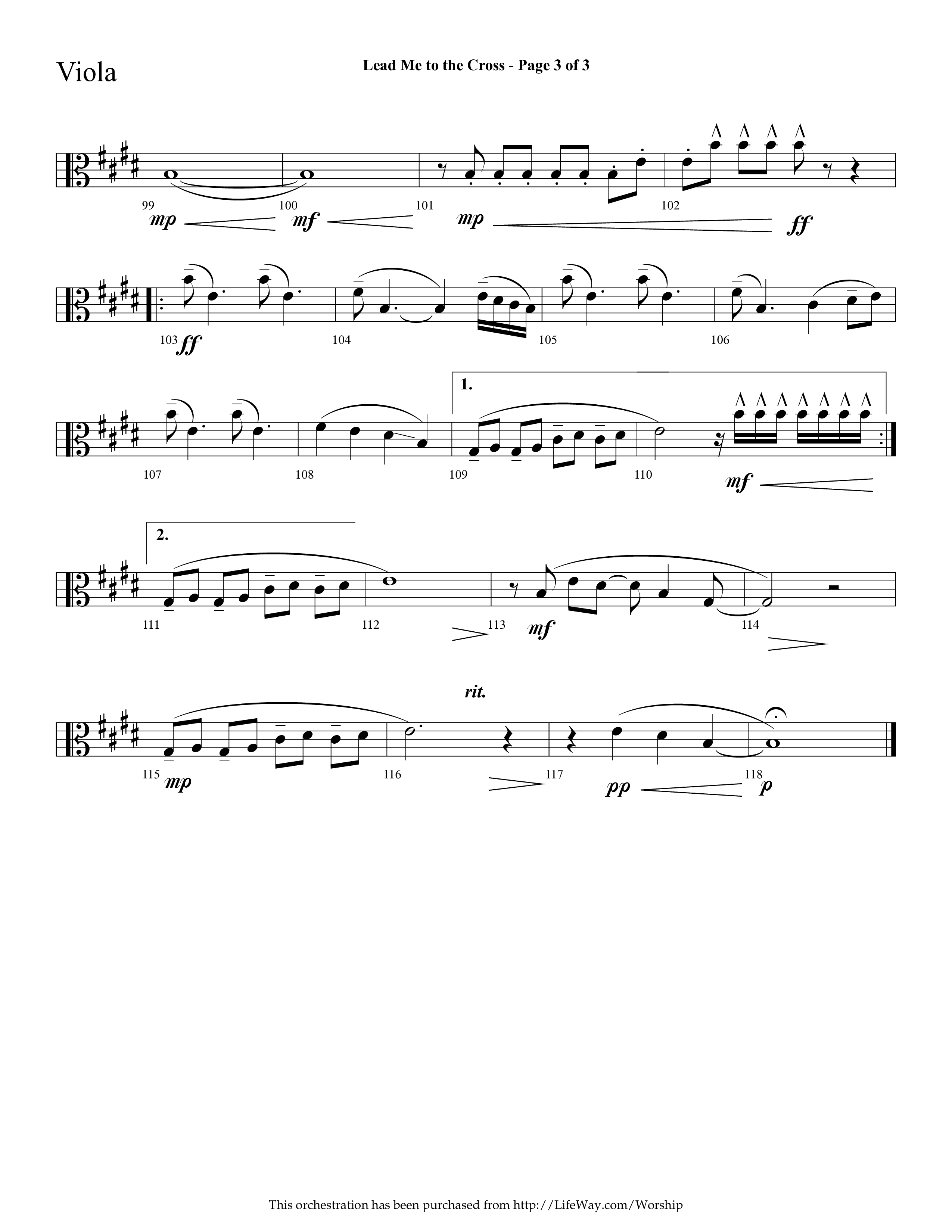 Lead Me To The Cross (Choral Anthem SATB) Viola (Lifeway Choral / Arr. Cliff Duren)