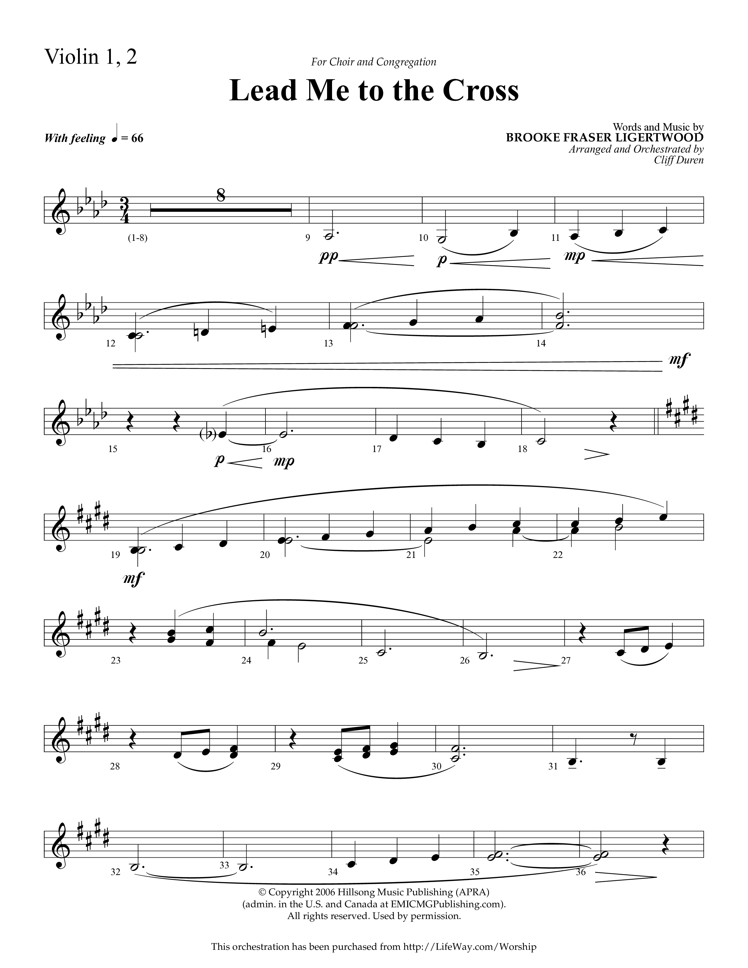 Lead Me To The Cross (Choral Anthem SATB) Violin 1/2 (Lifeway Choral / Arr. Cliff Duren)