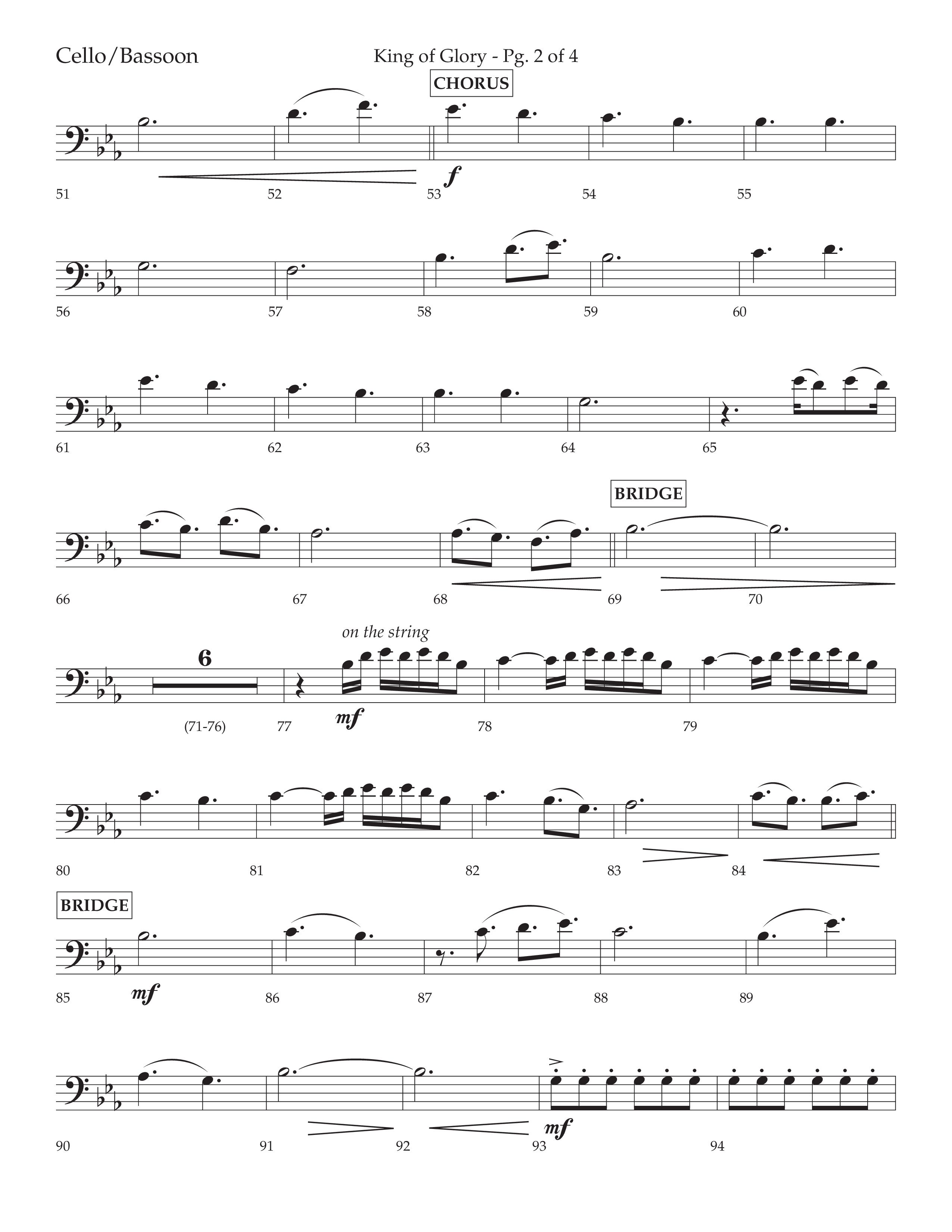 King Of Glory (Choral Anthem SATB) Cello (Lifeway Choral / Arr. David Wise / Orch. David Shipps)