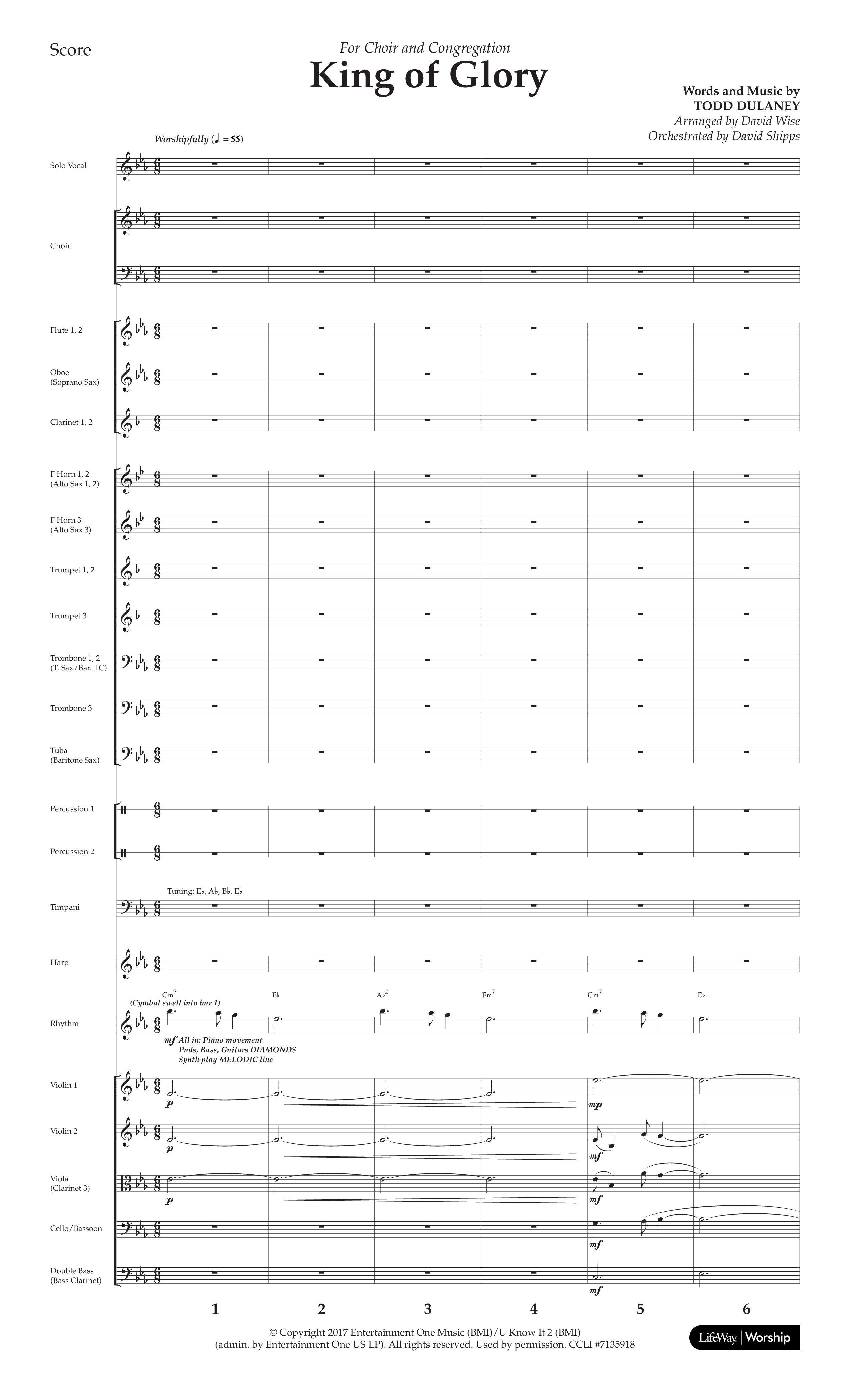 King Of Glory (Choral Anthem SATB) Orchestration (Lifeway Choral / Arr. David Wise / Orch. David Shipps)