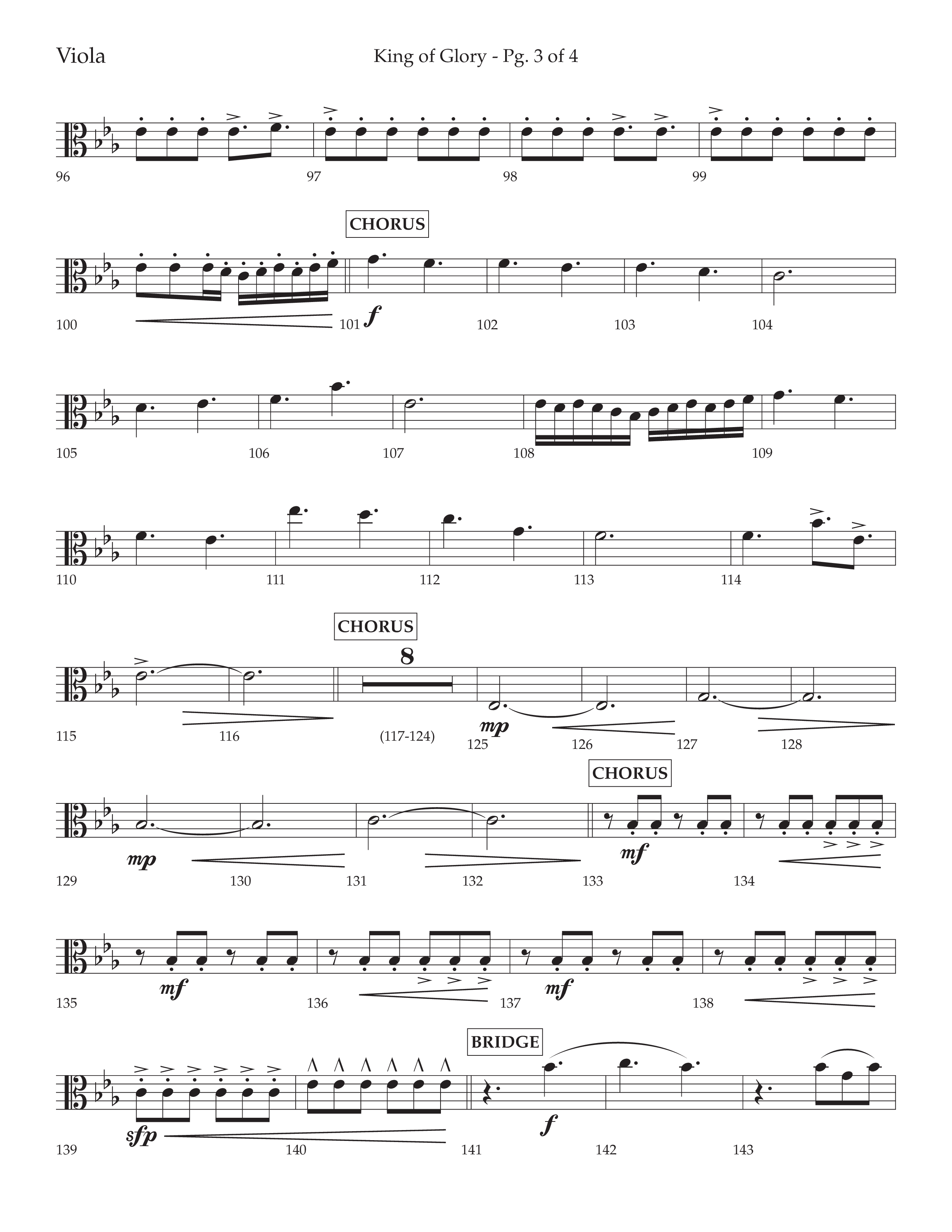 King Of Glory (Choral Anthem SATB) Viola (Lifeway Choral / Arr. David Wise / Orch. David Shipps)