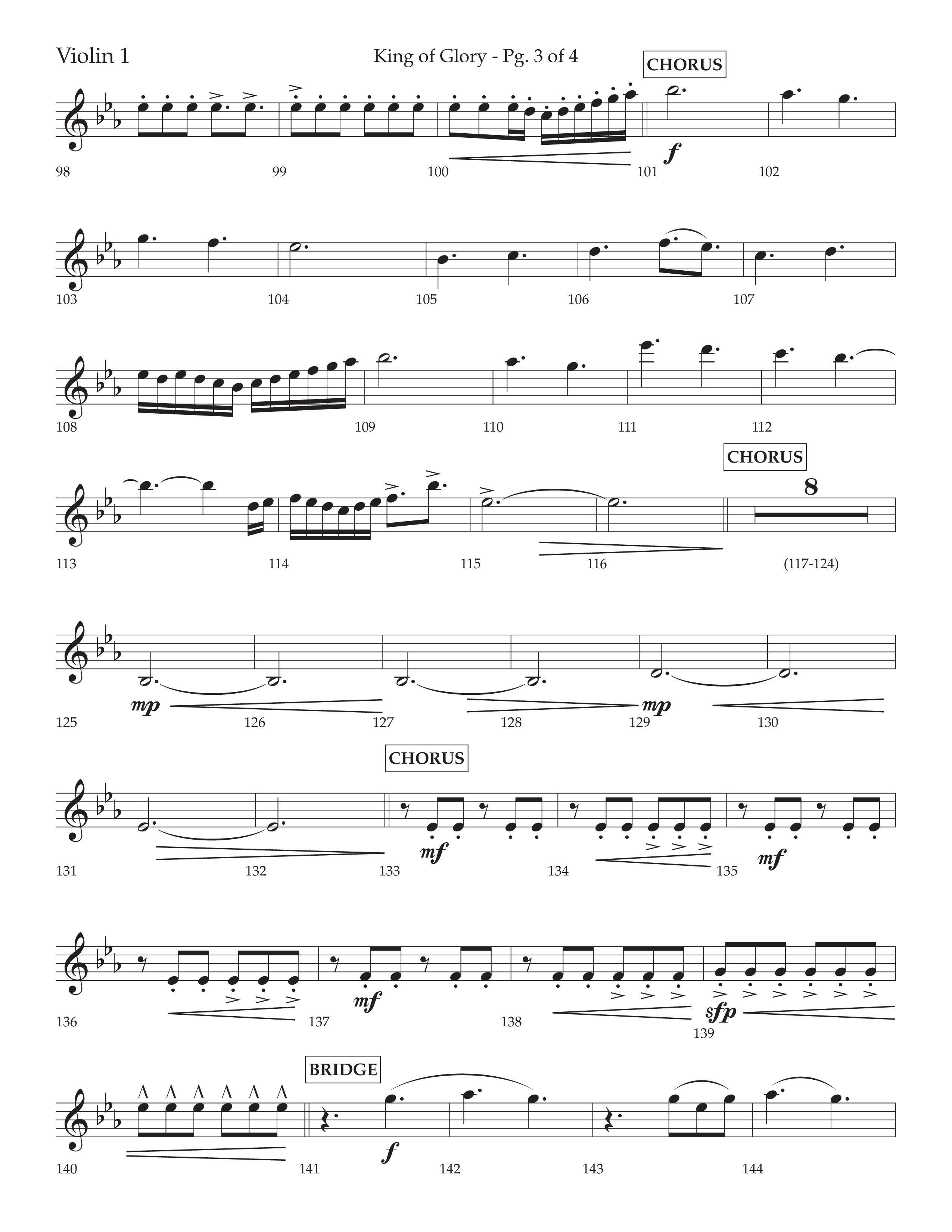 King Of Glory (Choral Anthem SATB) Violin 1 (Lifeway Choral / Arr. David Wise / Orch. David Shipps)