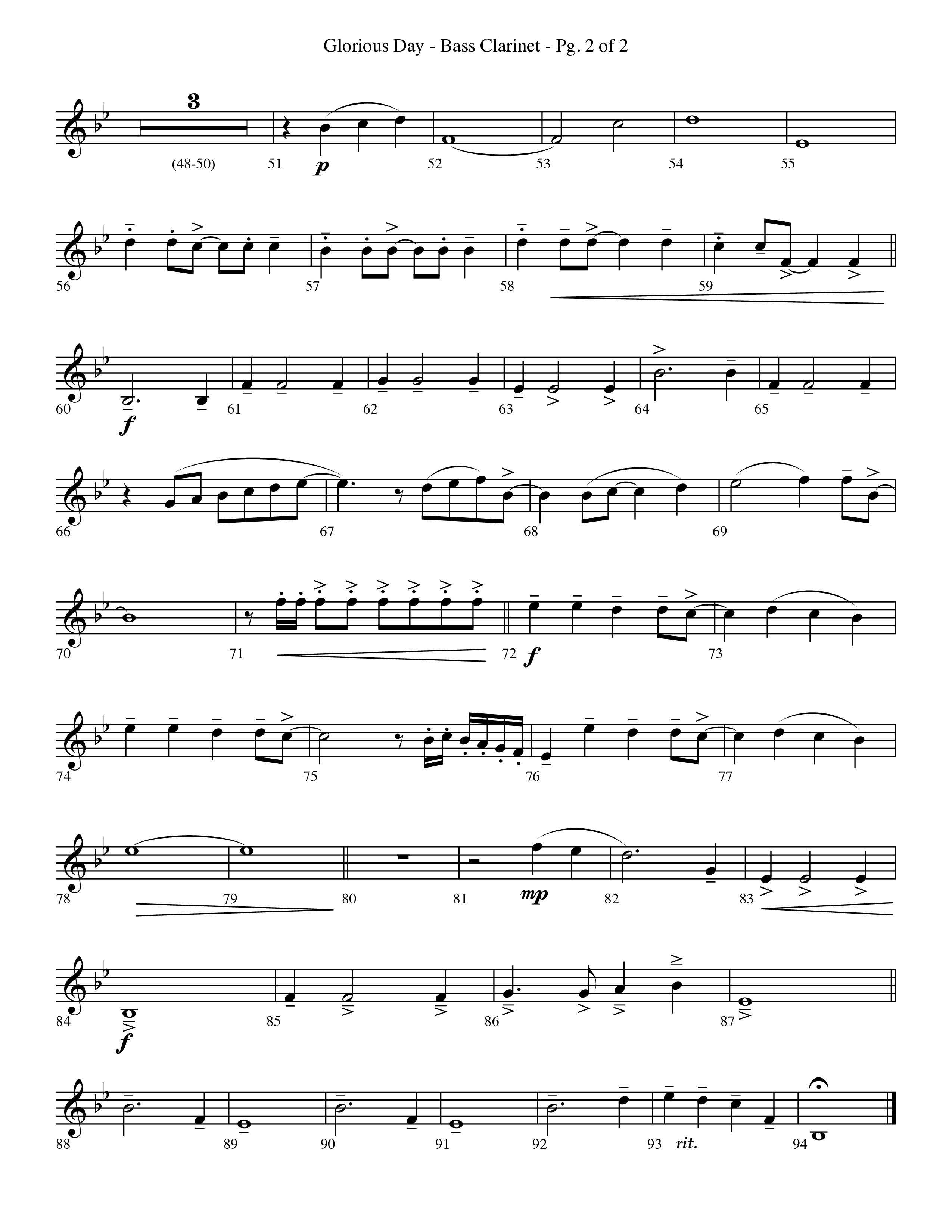 Glorious Day (Living He Loved Me) (Choral Anthem SATB) Bass Clarinet (Lifeway Choral / Arr. Travis Cottrell / Orch. Phillip Keveren)