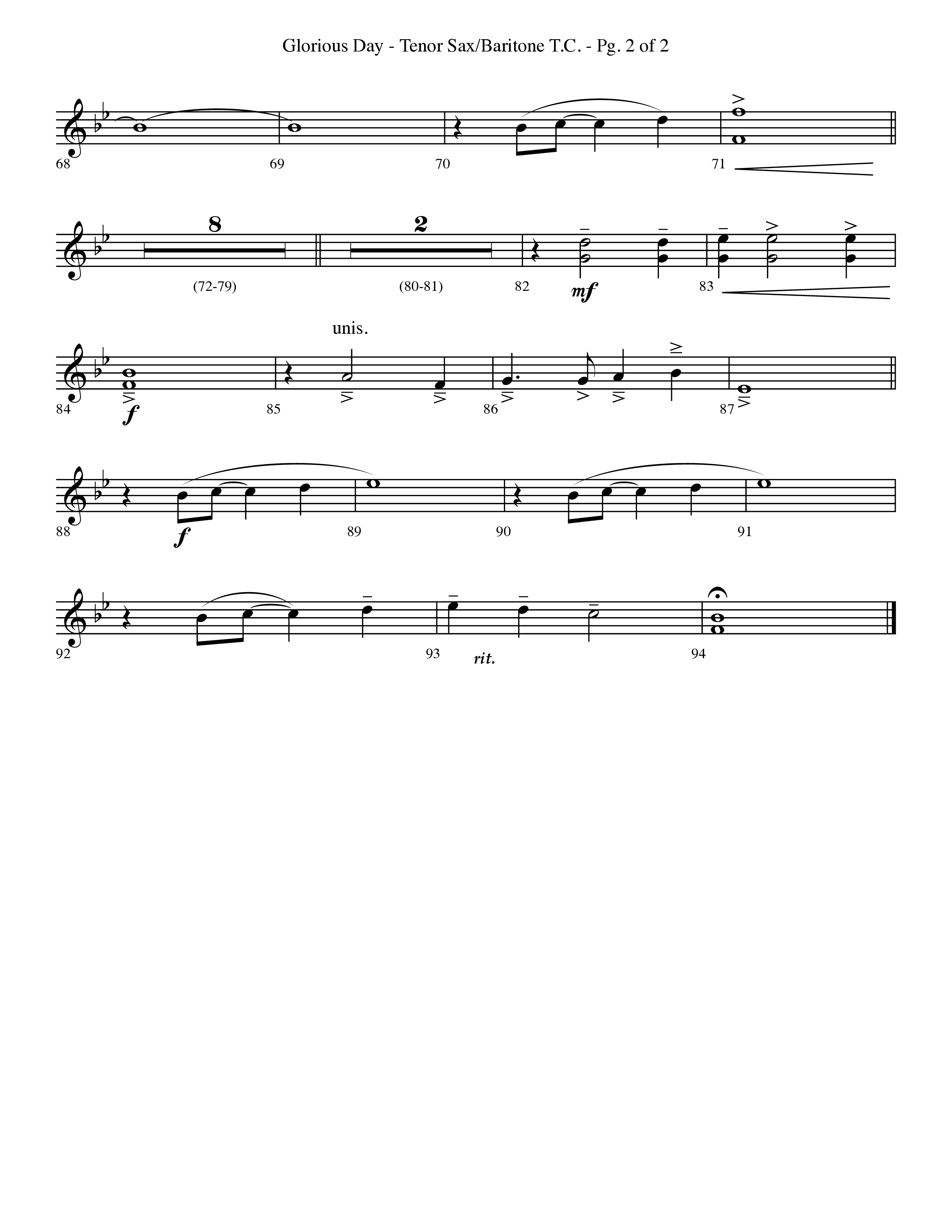 Glorious Day (Living He Loved Me) (Choral Anthem SATB) Tenor Sax/Baritone T.C. (Lifeway Choral / Arr. Travis Cottrell / Orch. Phillip Keveren)