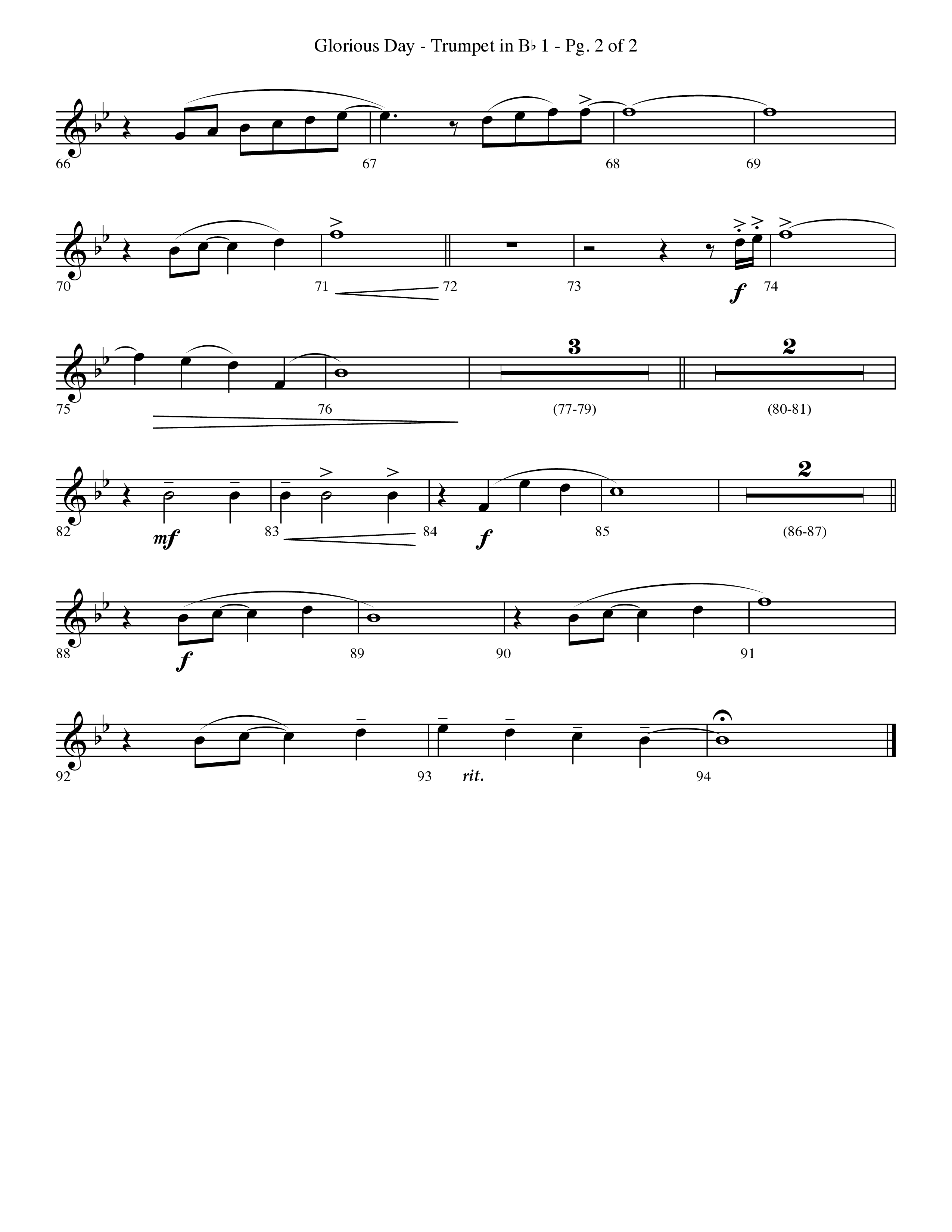 Glorious Day (Living He Loved Me) (Choral Anthem SATB) Trumpet 1 (Lifeway Choral / Arr. Travis Cottrell / Orch. Phillip Keveren)