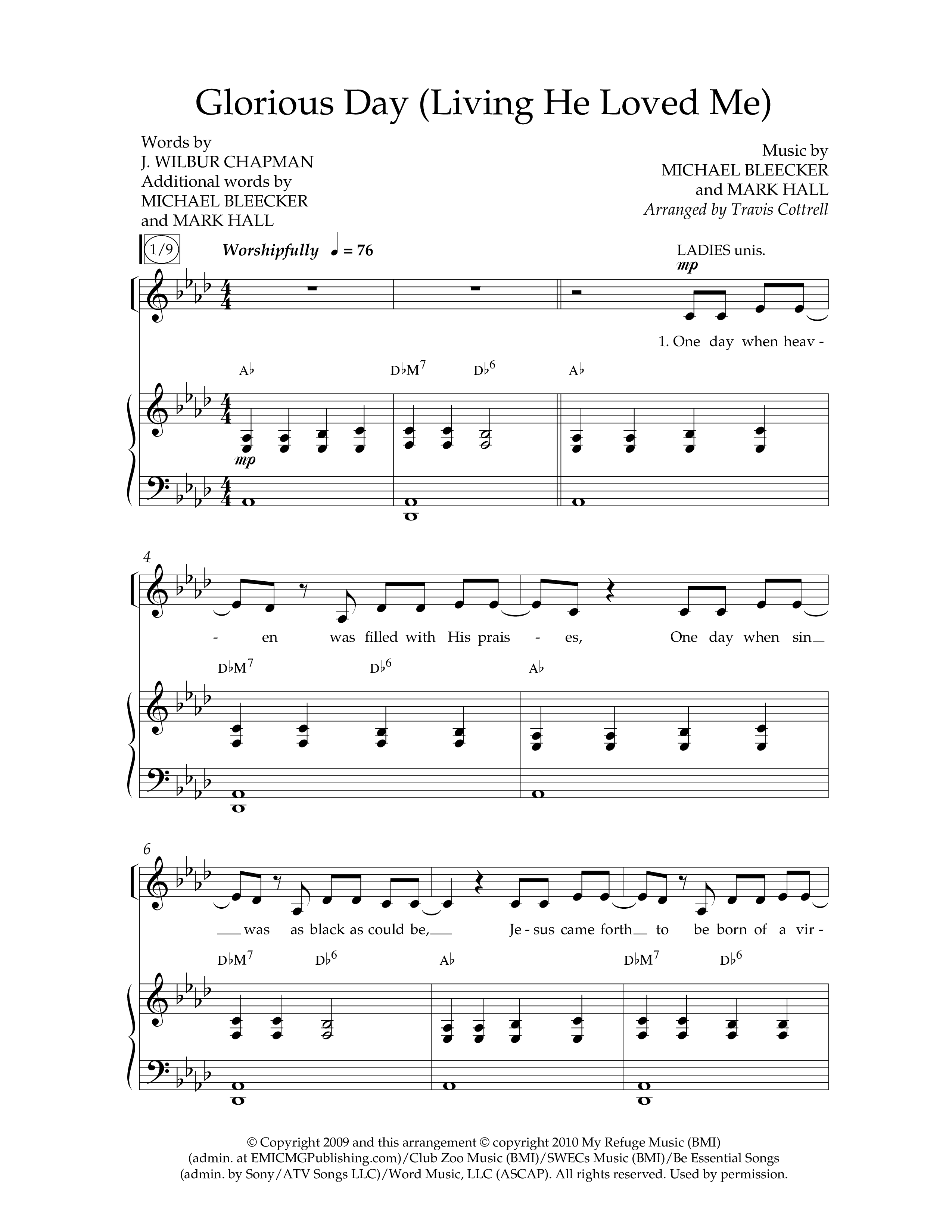 Glorious Day (Living He Loved Me) (Choral Anthem SATB) Anthem (SATB/Piano) (Lifeway Choral / Arr. Travis Cottrell / Orch. Phillip Keveren)