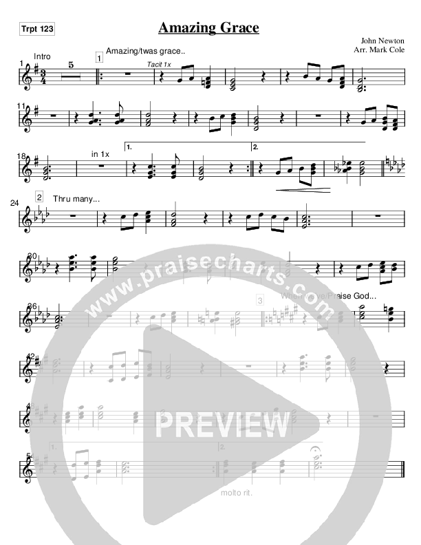 Amazing Grace Trumpet 1/2/3 (Mark Cole)