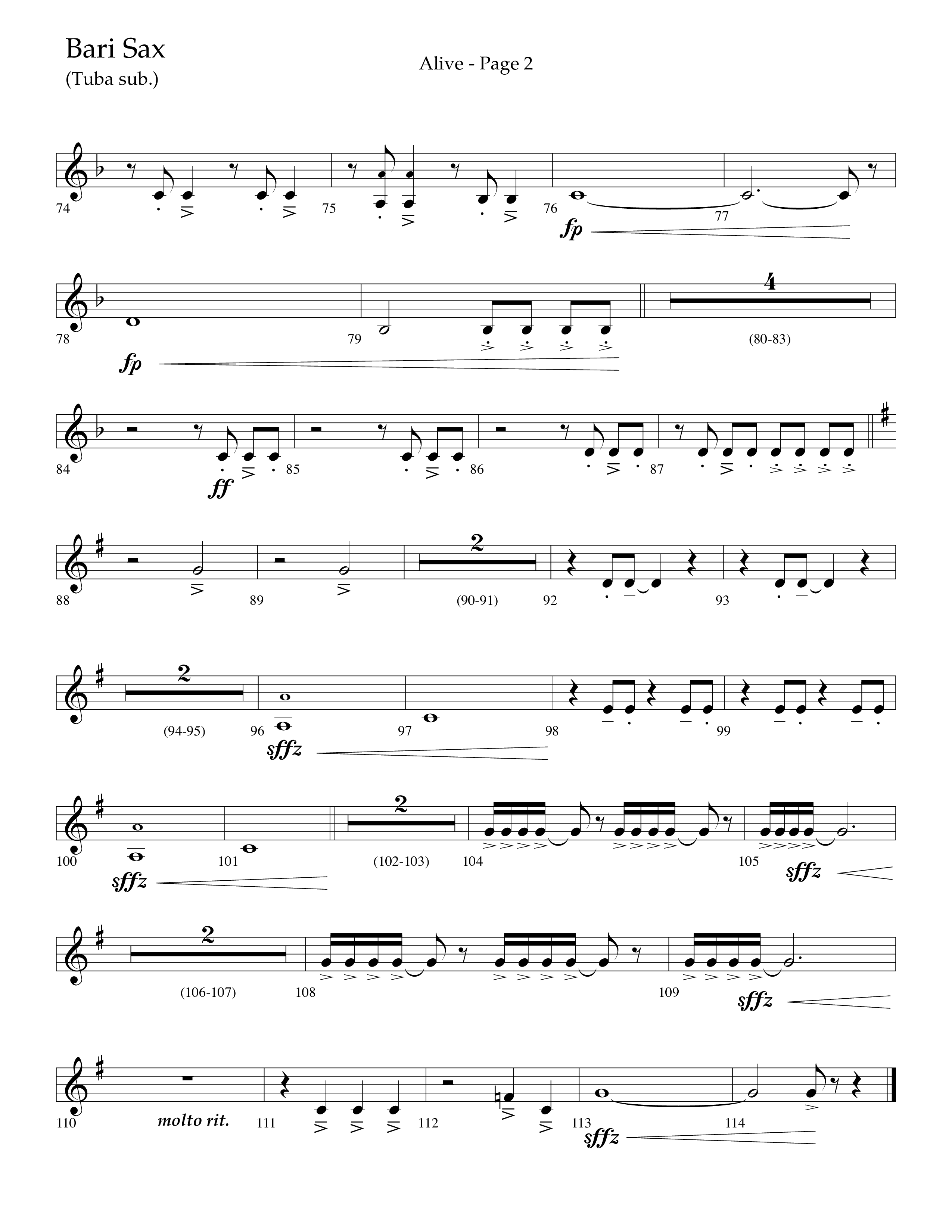 Alive (Mary Magdalene) (Choral Anthem SATB) Bari Sax (Lifeway Choral / Arr. Travis Cottrell / Orch. Phillip Keveren)