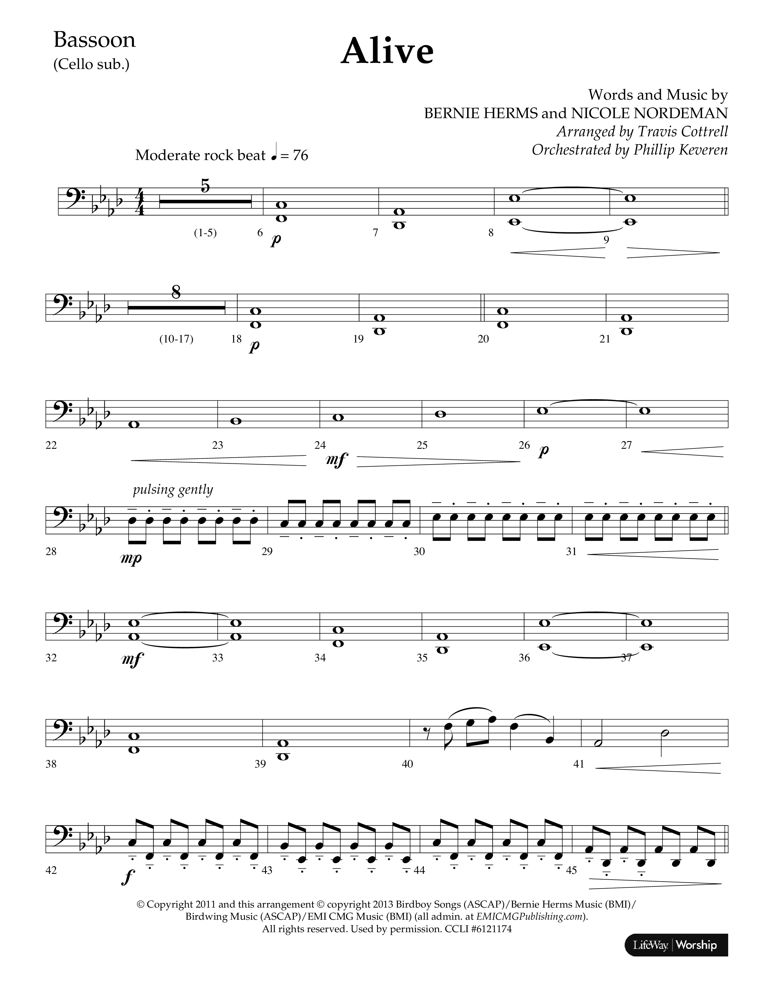 Alive (Mary Magdalene) (Choral Anthem SATB) Bassoon (Lifeway Choral / Arr. Travis Cottrell / Orch. Phillip Keveren)