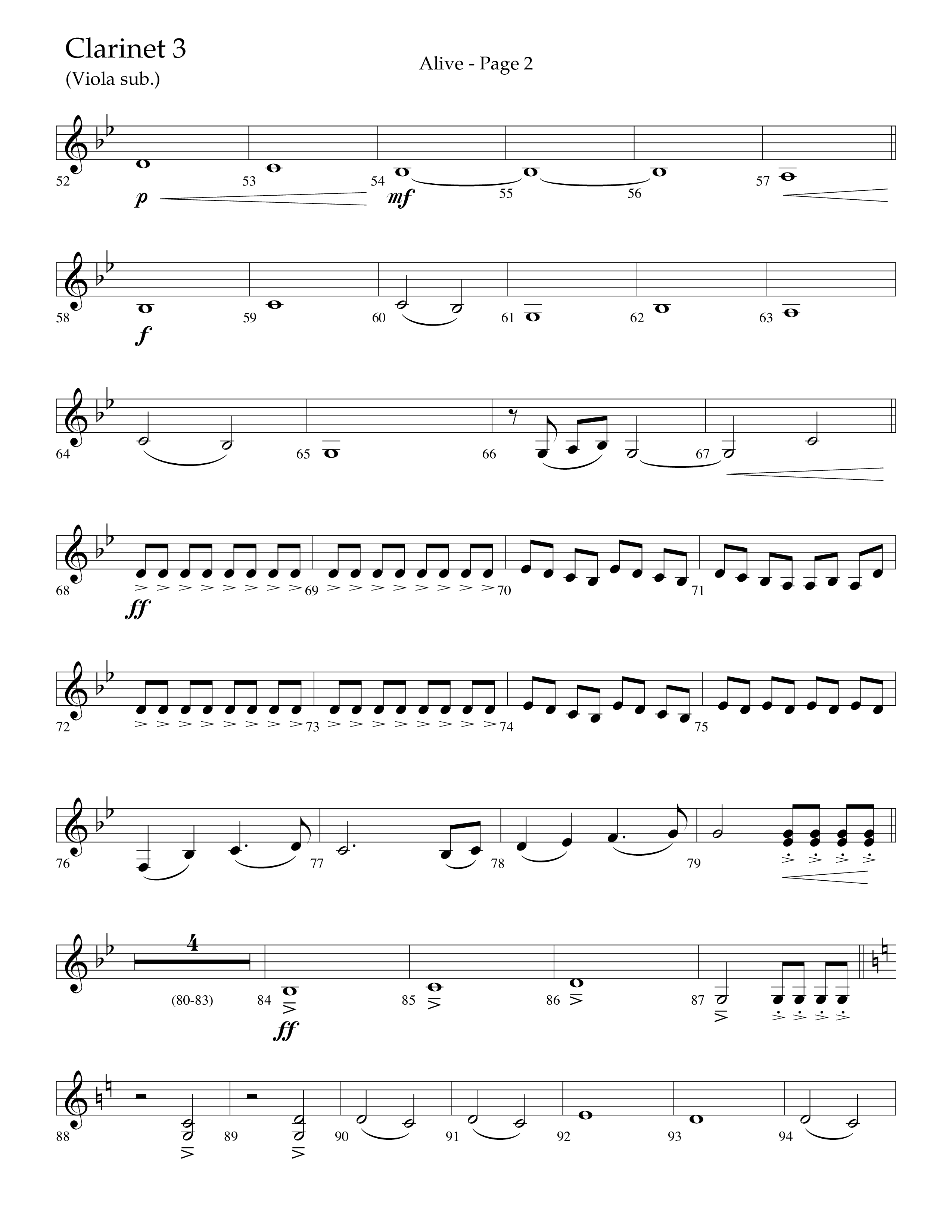 Alive (Mary Magdalene) (Choral Anthem SATB) Clarinet 3 (Lifeway Choral / Arr. Travis Cottrell / Orch. Phillip Keveren)