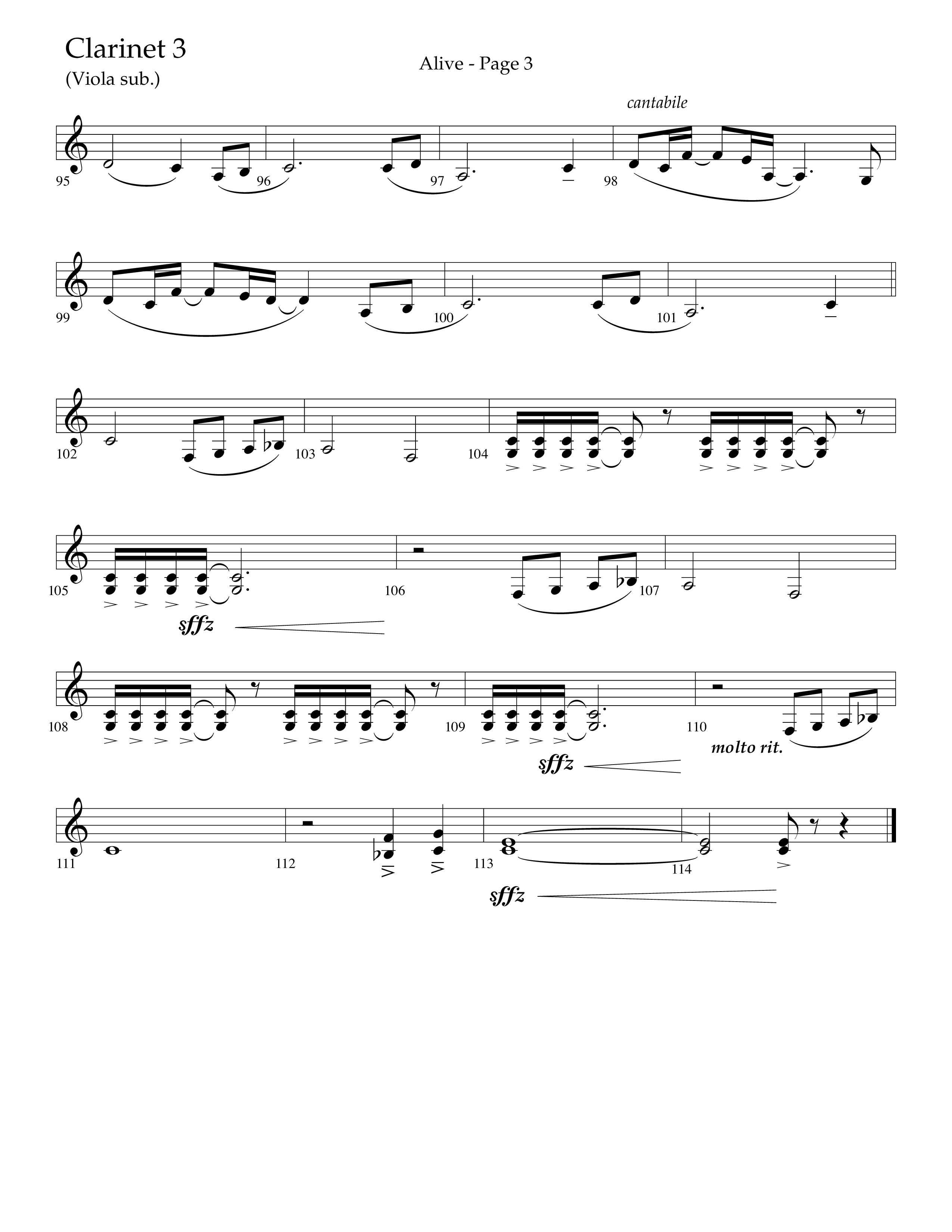 Alive (Mary Magdalene) (Choral Anthem SATB) Clarinet 3 (Lifeway Choral / Arr. Travis Cottrell / Orch. Phillip Keveren)