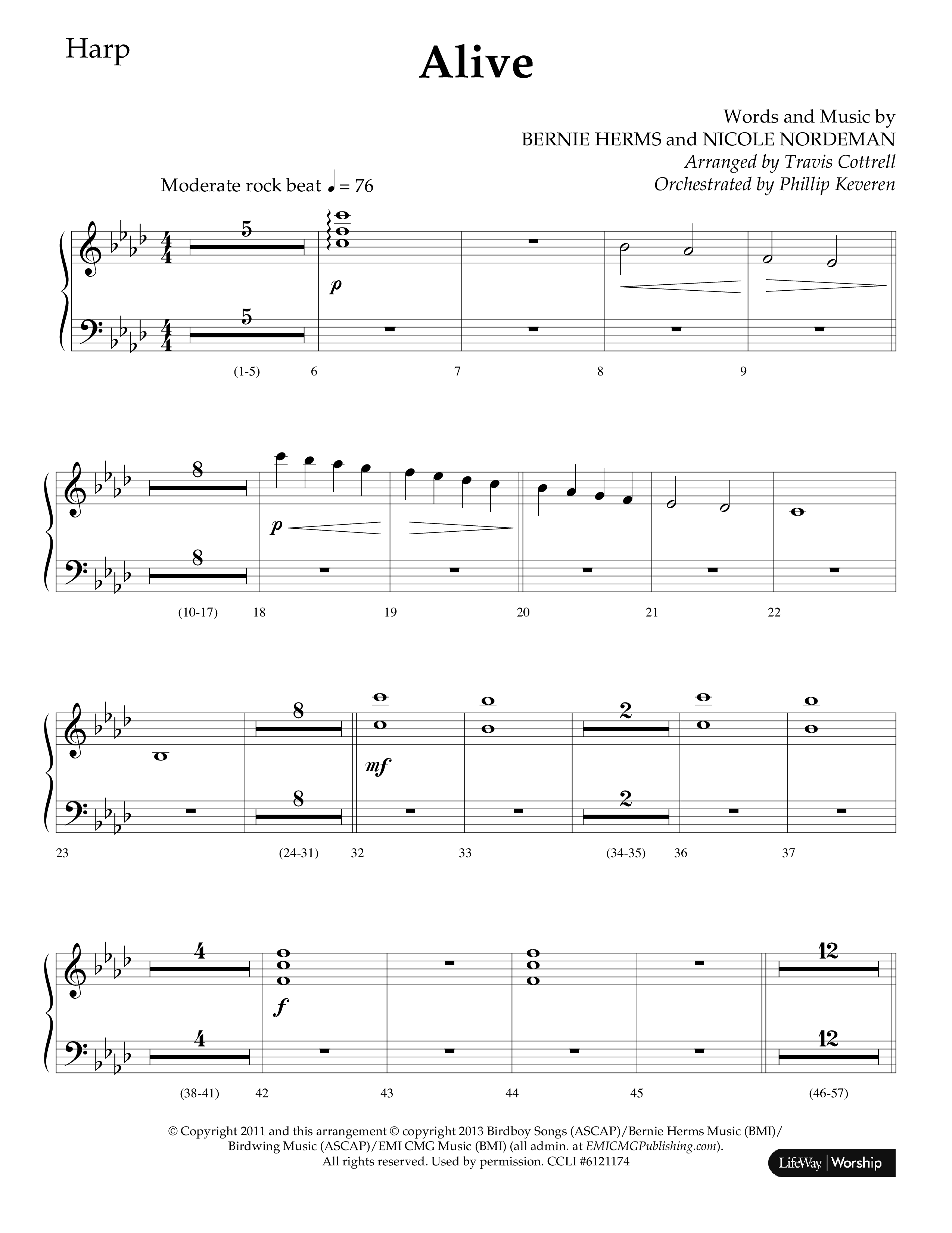 Alive (Mary Magdalene) (Choral Anthem SATB) Harp (Lifeway Choral / Arr. Travis Cottrell / Orch. Phillip Keveren)