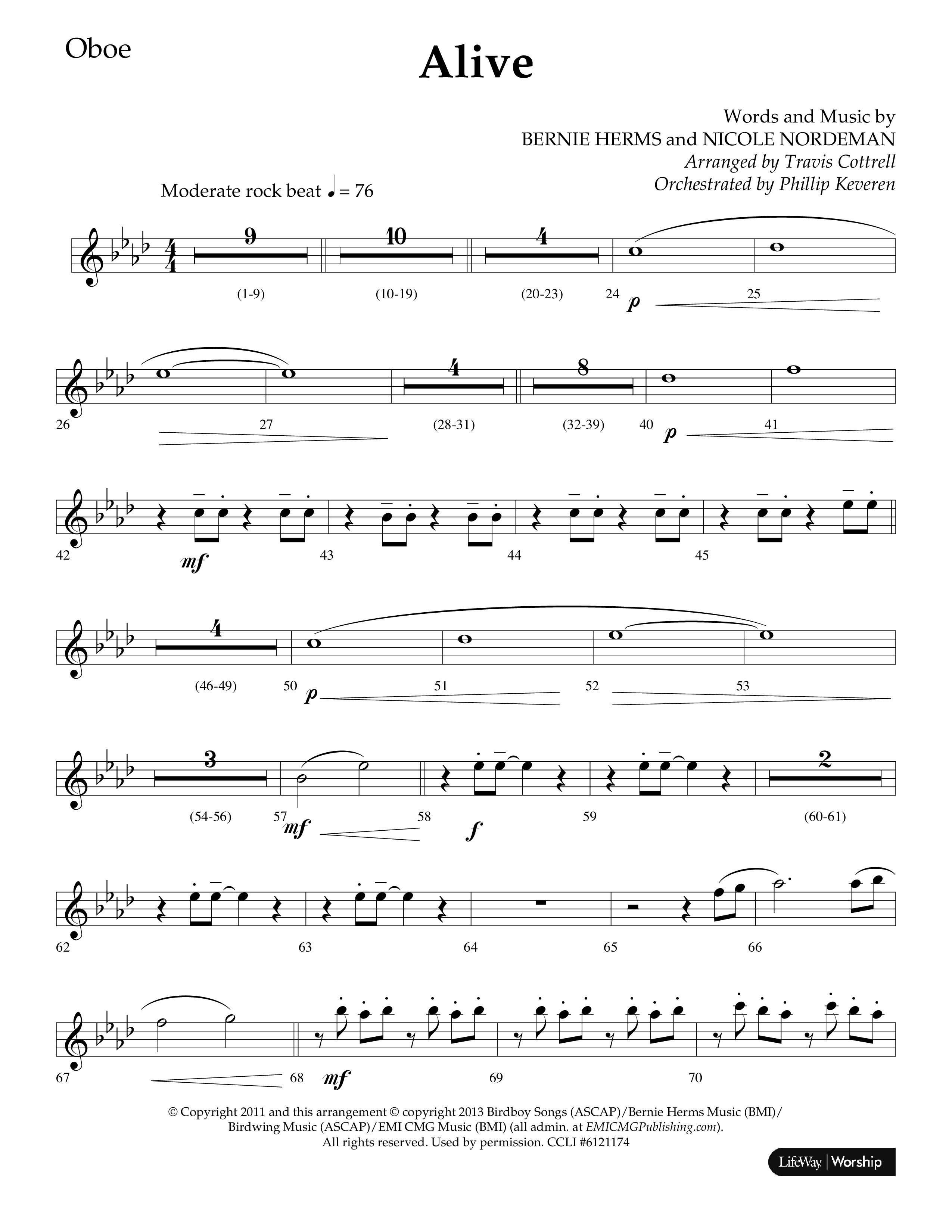 Alive (Mary Magdalene) (Choral Anthem SATB) Oboe (Lifeway Choral / Arr. Travis Cottrell / Orch. Phillip Keveren)