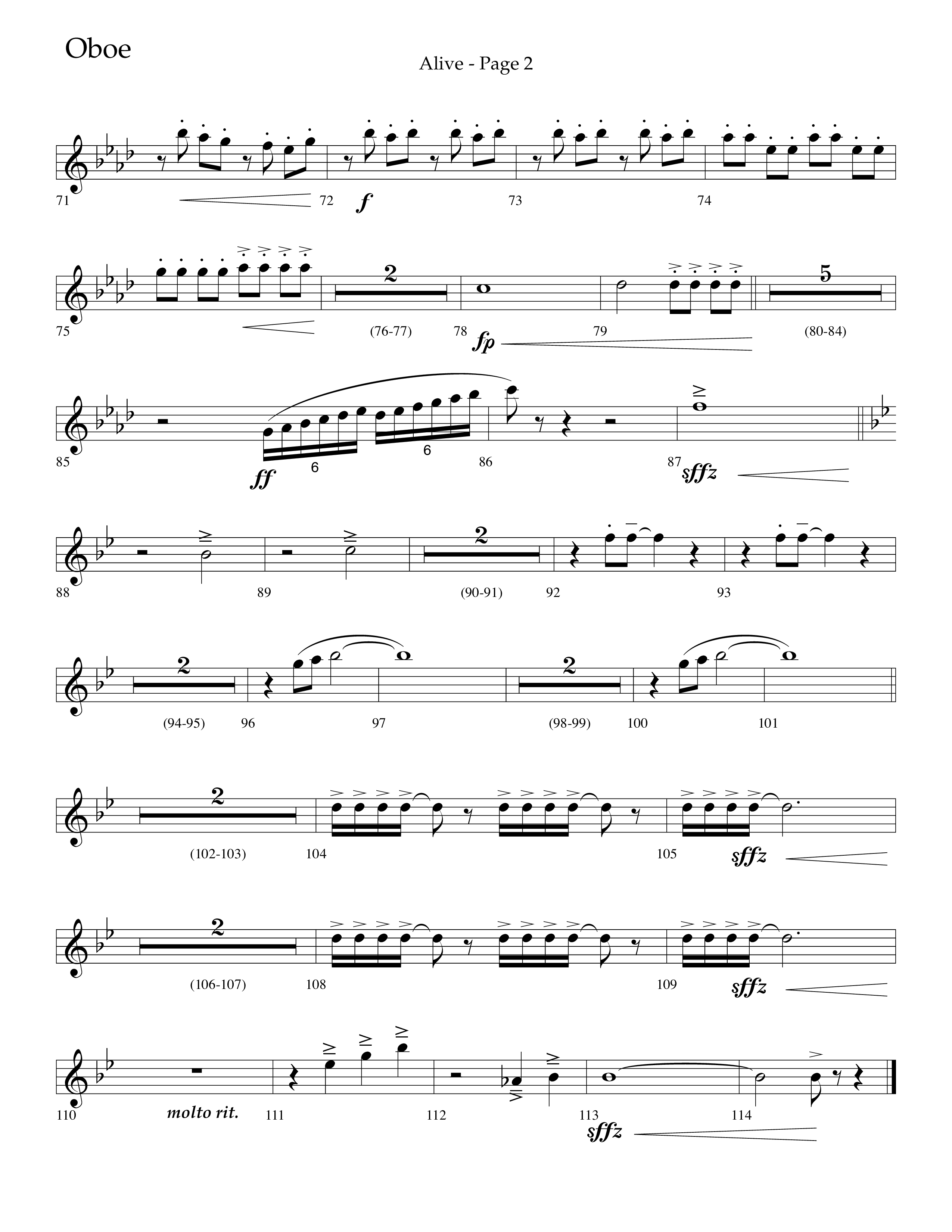 Alive (Mary Magdalene) (Choral Anthem SATB) Oboe (Lifeway Choral / Arr. Travis Cottrell / Orch. Phillip Keveren)