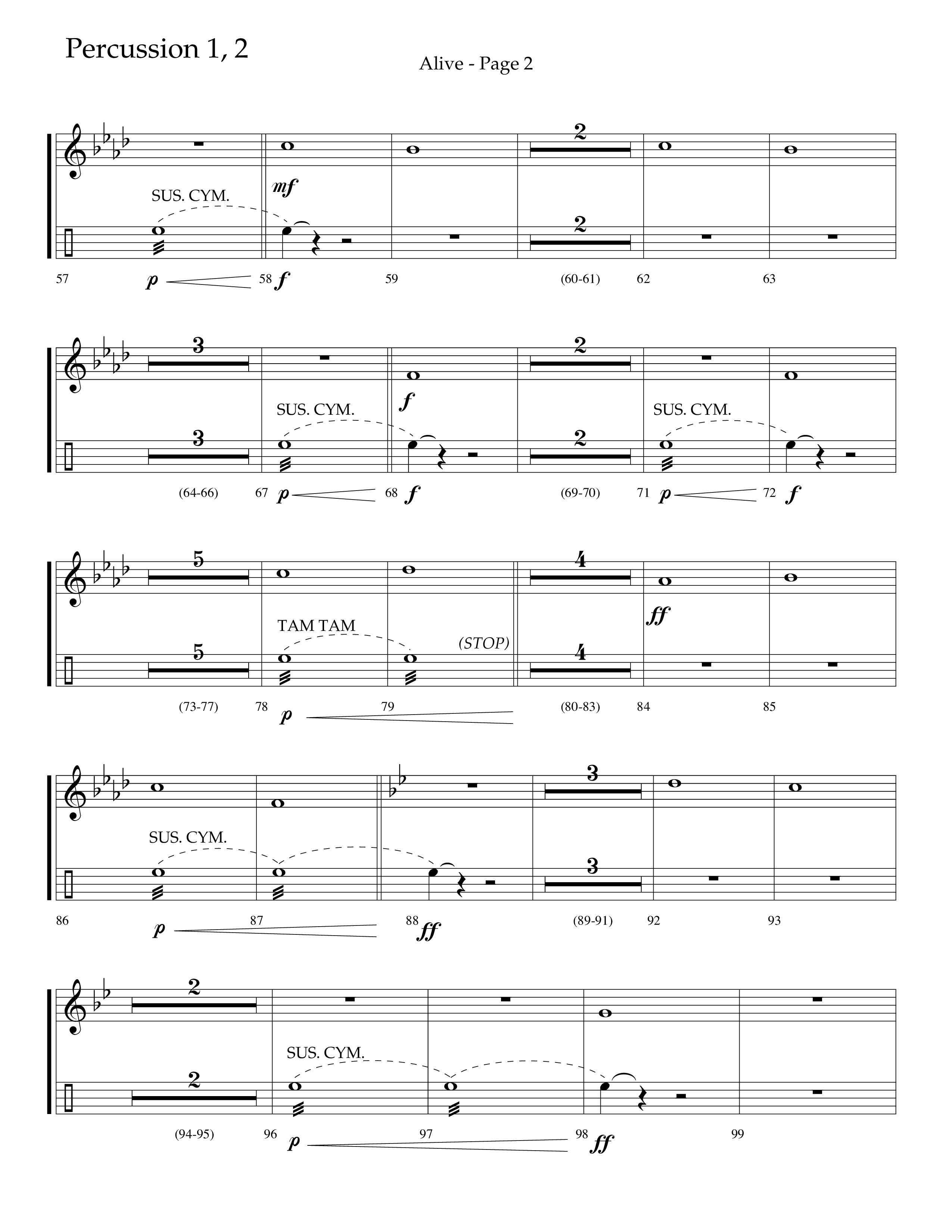 Alive (Mary Magdalene) (Choral Anthem SATB) Percussion 1/2 (Lifeway Choral / Arr. Travis Cottrell / Orch. Phillip Keveren)