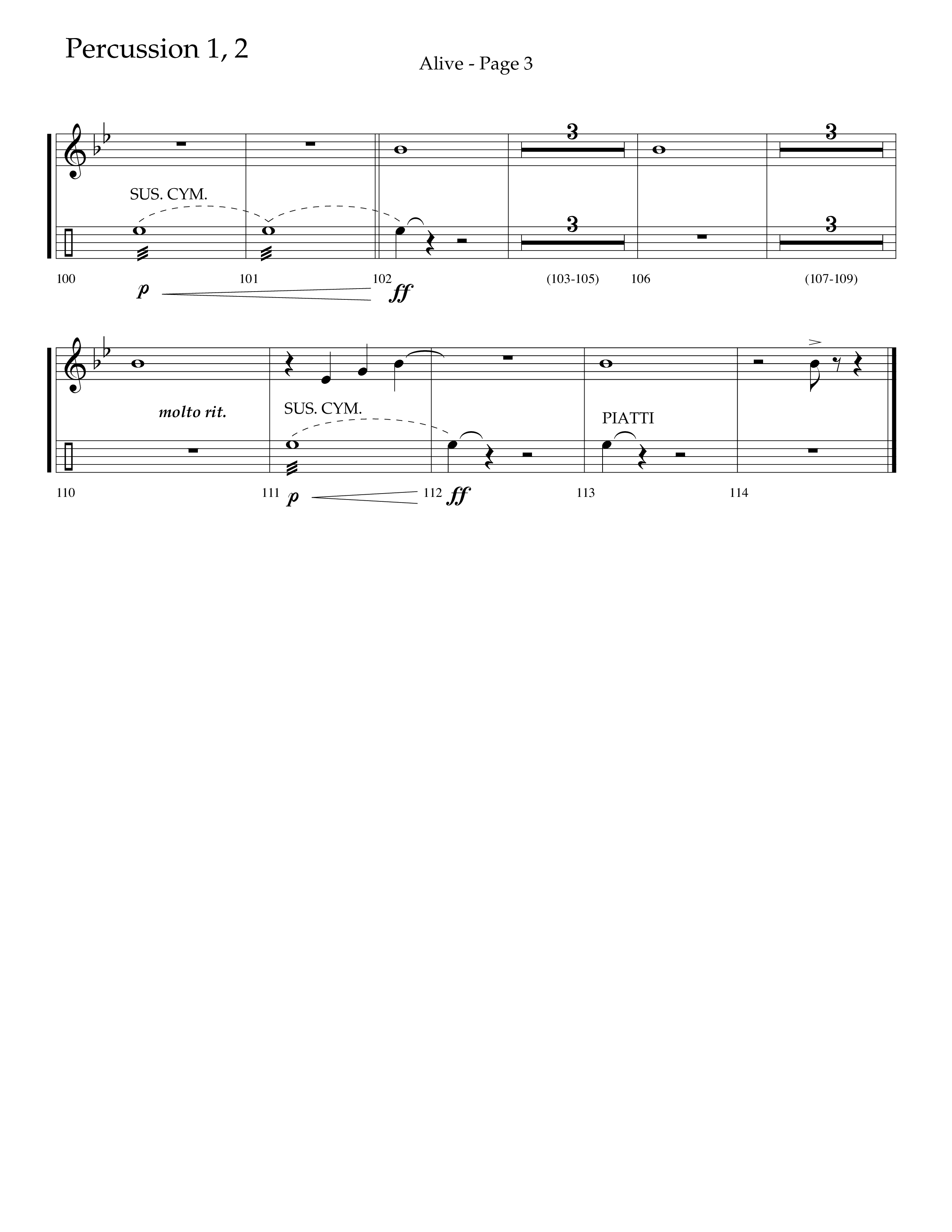Alive (Mary Magdalene) (Choral Anthem SATB) Percussion 1/2 (Lifeway Choral / Arr. Travis Cottrell / Orch. Phillip Keveren)