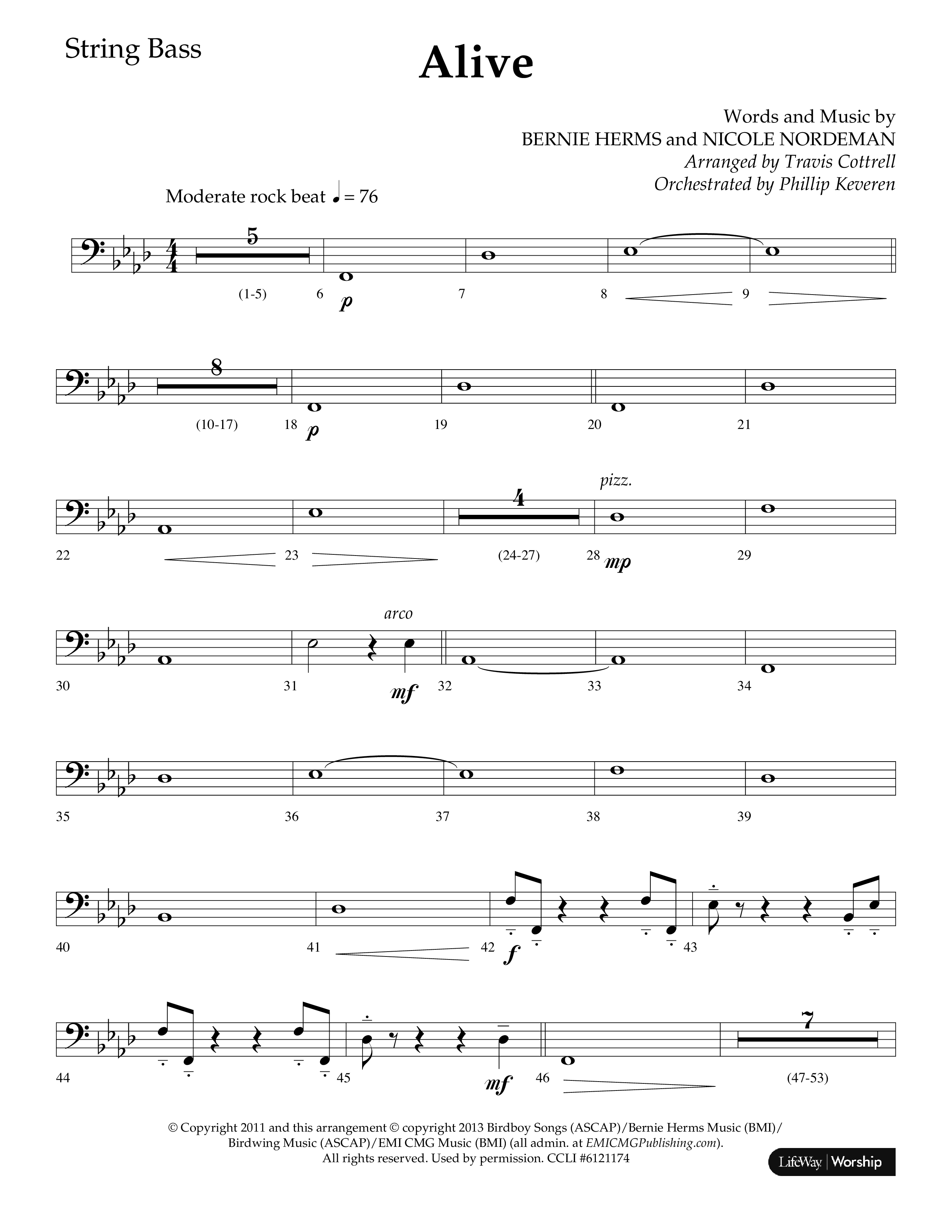 Alive (Mary Magdalene) (Choral Anthem SATB) String Bass (Lifeway Choral / Arr. Travis Cottrell / Orch. Phillip Keveren)