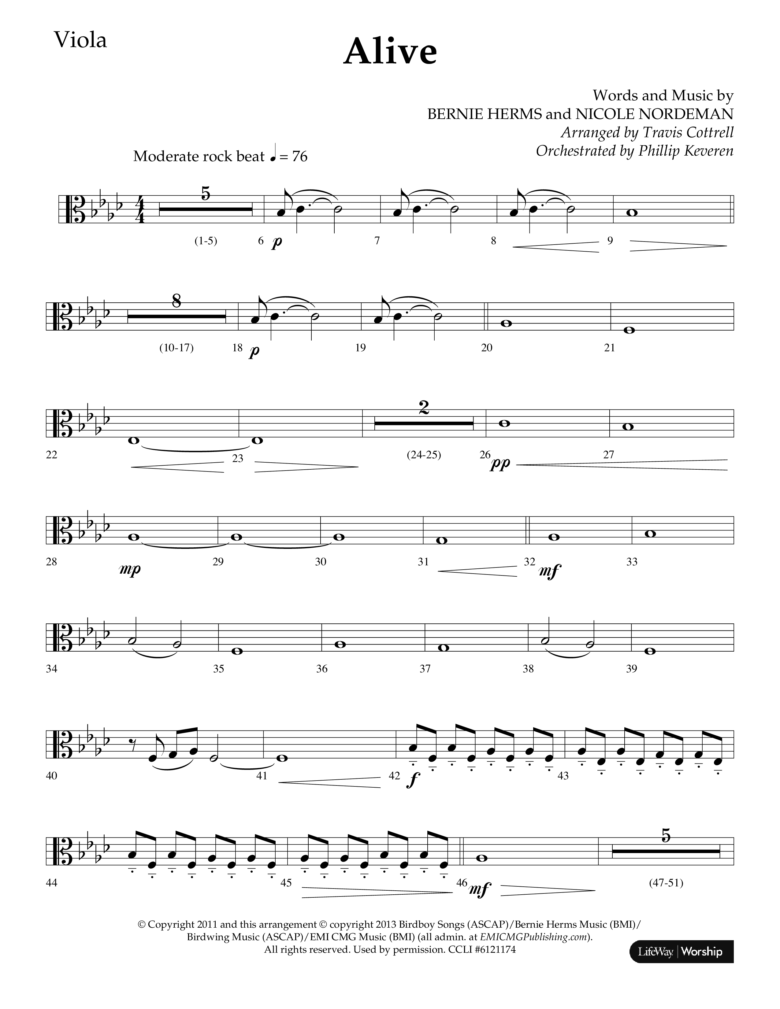 Alive (Mary Magdalene) (Choral Anthem SATB) Viola (Lifeway Choral / Arr. Travis Cottrell / Orch. Phillip Keveren)