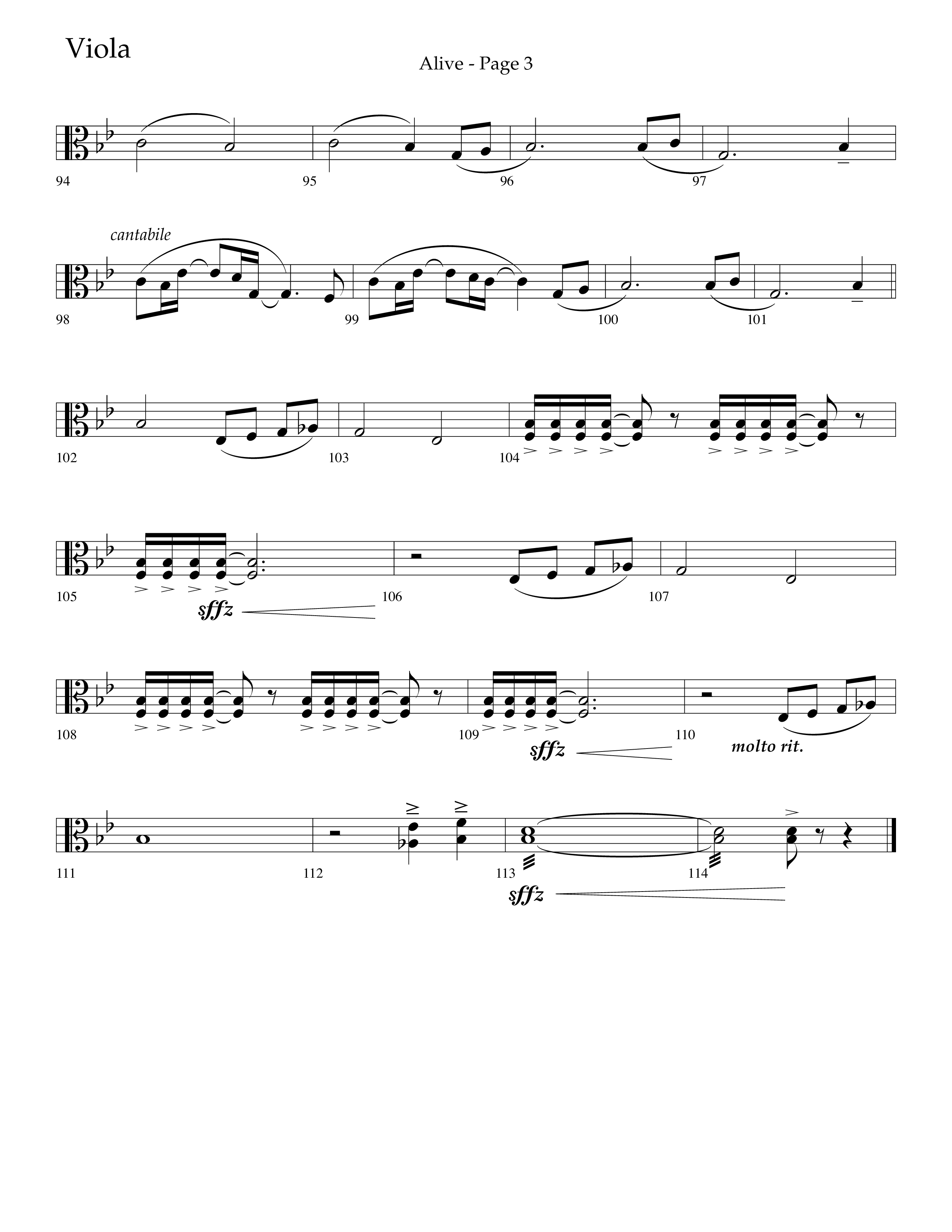 Alive (Mary Magdalene) (Choral Anthem SATB) Viola (Lifeway Choral / Arr. Travis Cottrell / Orch. Phillip Keveren)