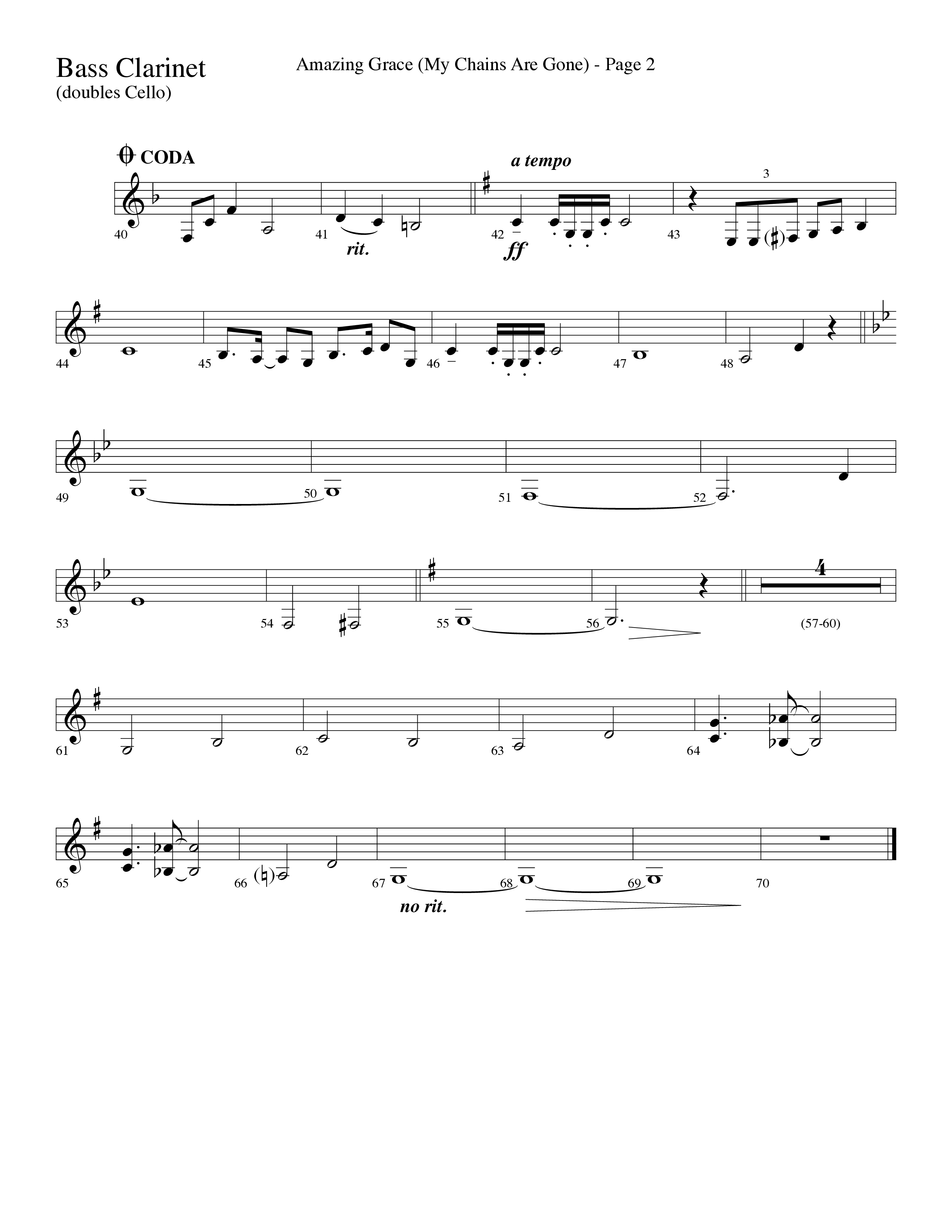 Amazing Grace (My Chains Are Gone) (Choral Anthem SATB) Bass Clarinet (Lifeway Choral / Arr. Dave Williamson)