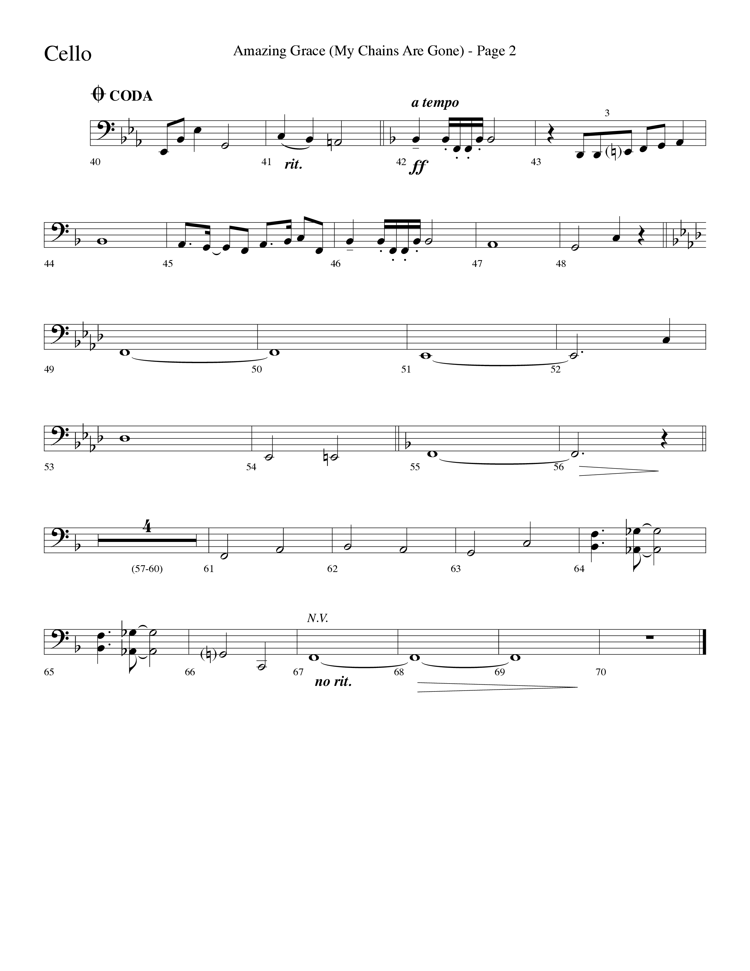 Amazing Grace (My Chains Are Gone) (Choral Anthem SATB) Cello (Lifeway Choral / Arr. Dave Williamson)