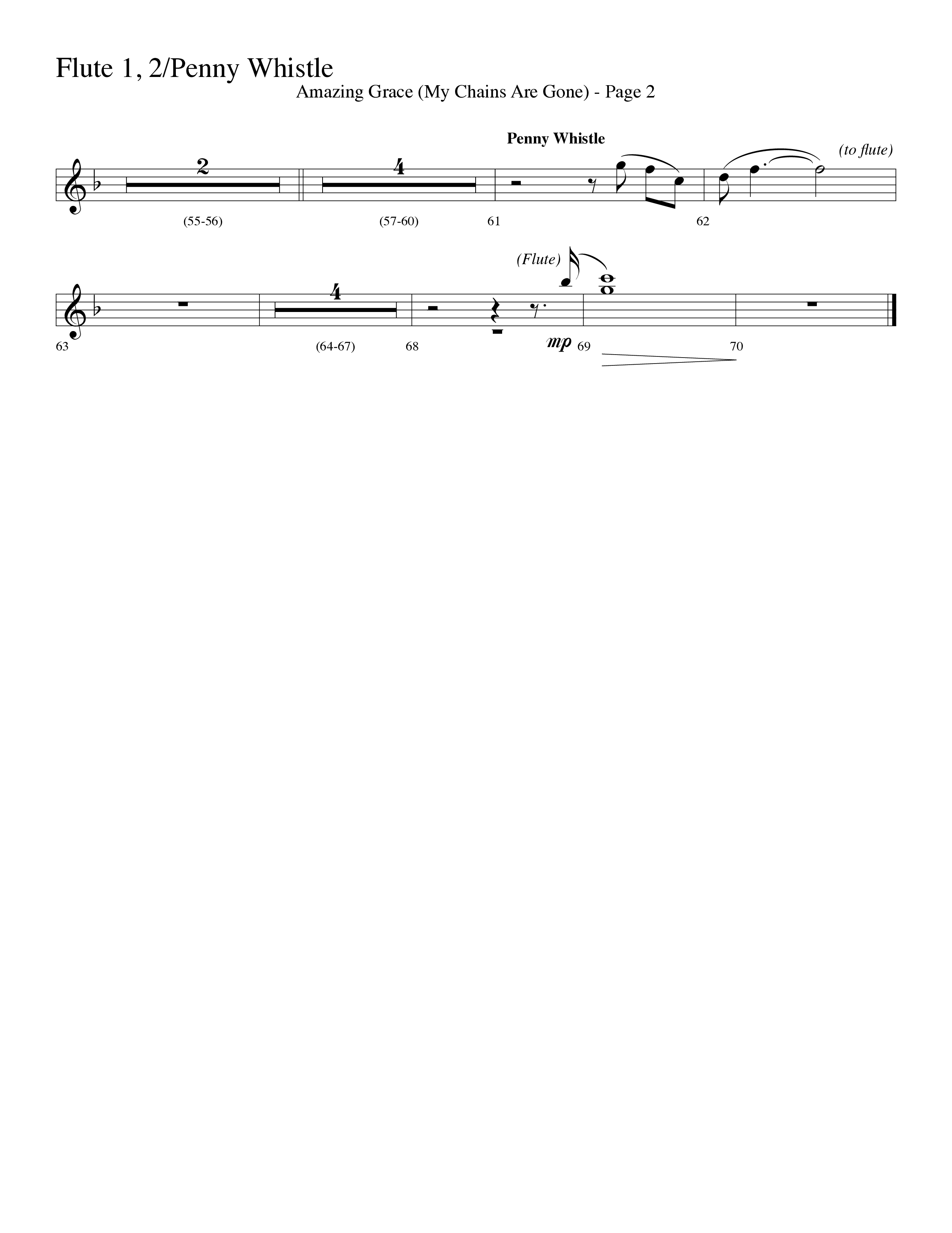 Amazing Grace (My Chains Are Gone) (Choral Anthem SATB) Flute 1/2 (Lifeway Choral / Arr. Dave Williamson)