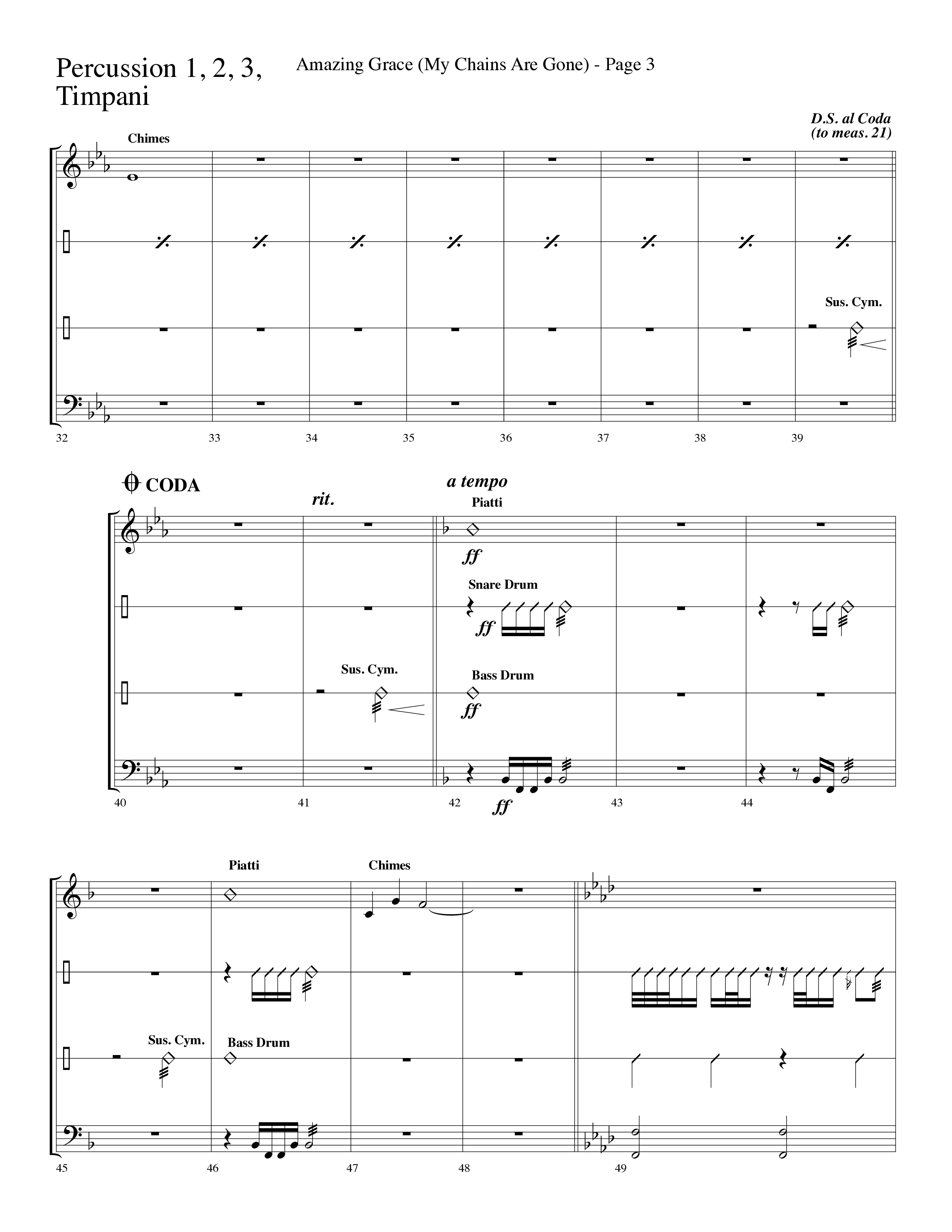Amazing Grace (My Chains Are Gone) (Choral Anthem SATB) Percussion (Lifeway Choral / Arr. Dave Williamson)